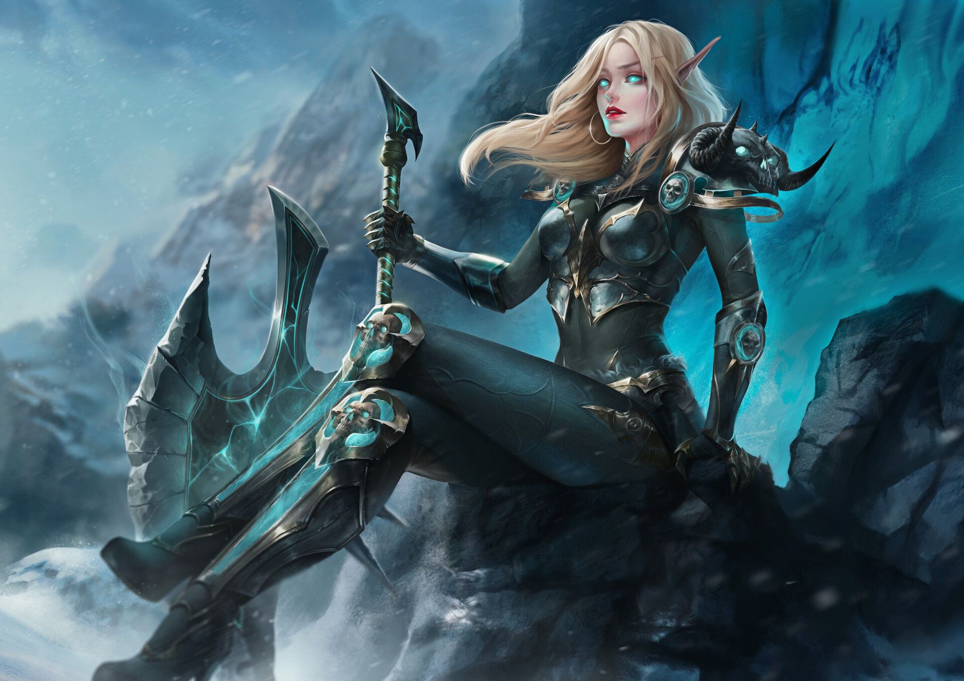 1920x1357 Wallpaper girl, the game, armor, blonde, World of Warcraft, knight, Blizzard, Death Knight for mobile and desktop, section игры, resolution 1920x1357