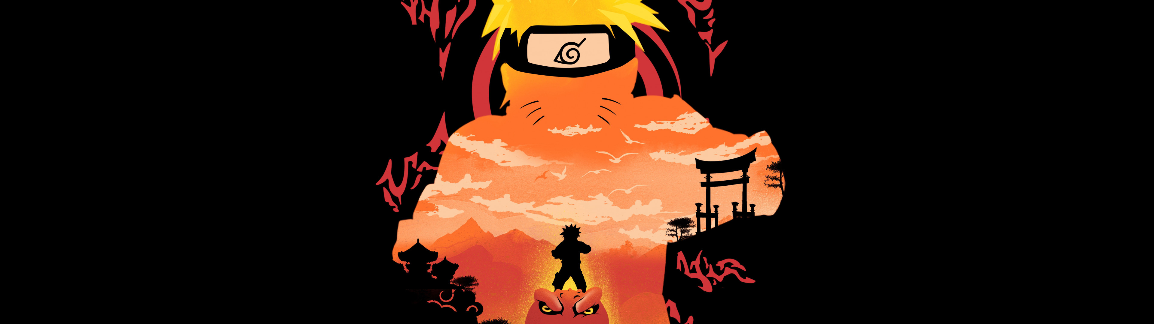 3840x1080 Naruto Wallpaper 4K, Digital Art, Black background