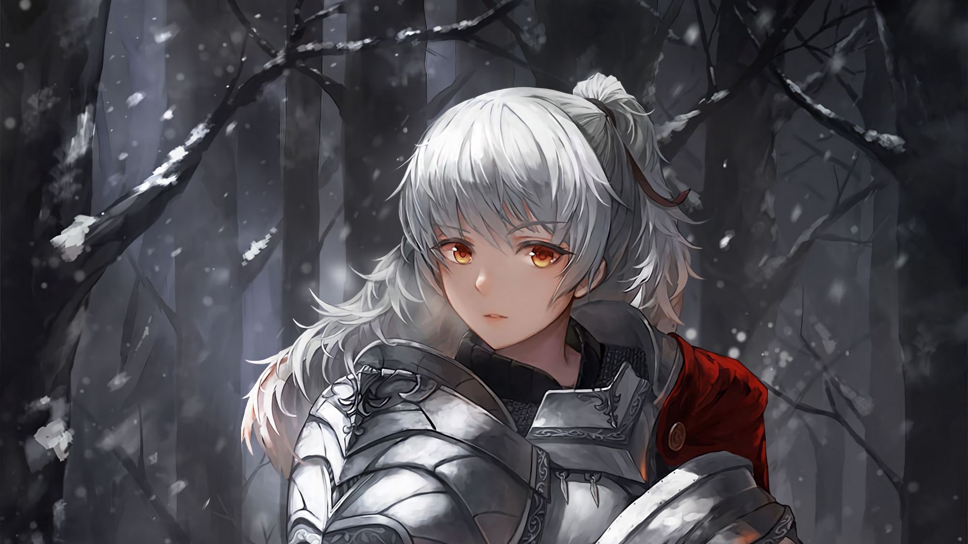 1920x1080 Download wallpaper 1920x1080 girl, knight, warrior, armor, sword, anime full hd, hdtv, fhd, 1080p HD background