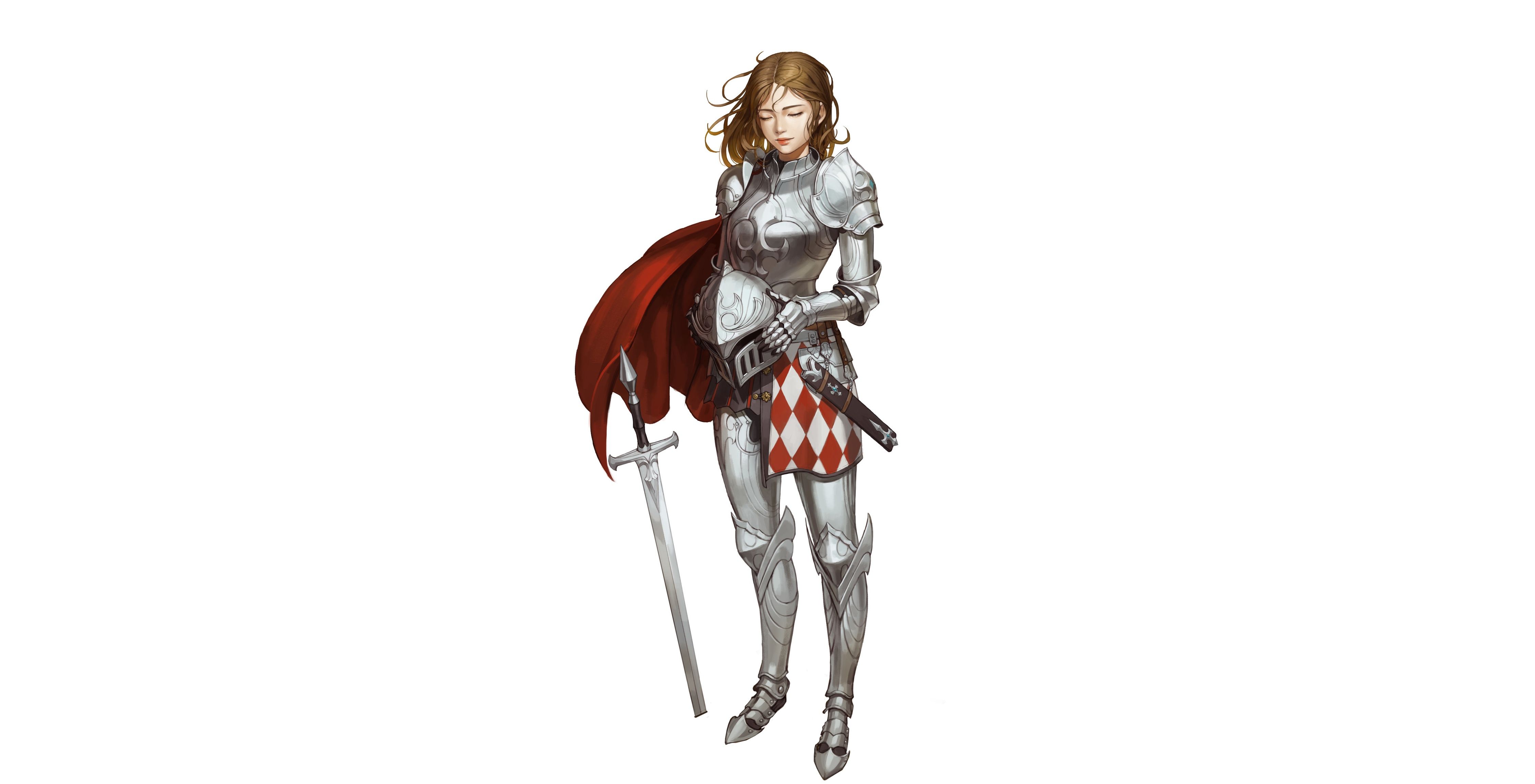 4500x2300 Phone wallpaper: Knight, Fantasy, Armor, Sword, Woman Warrior 951390