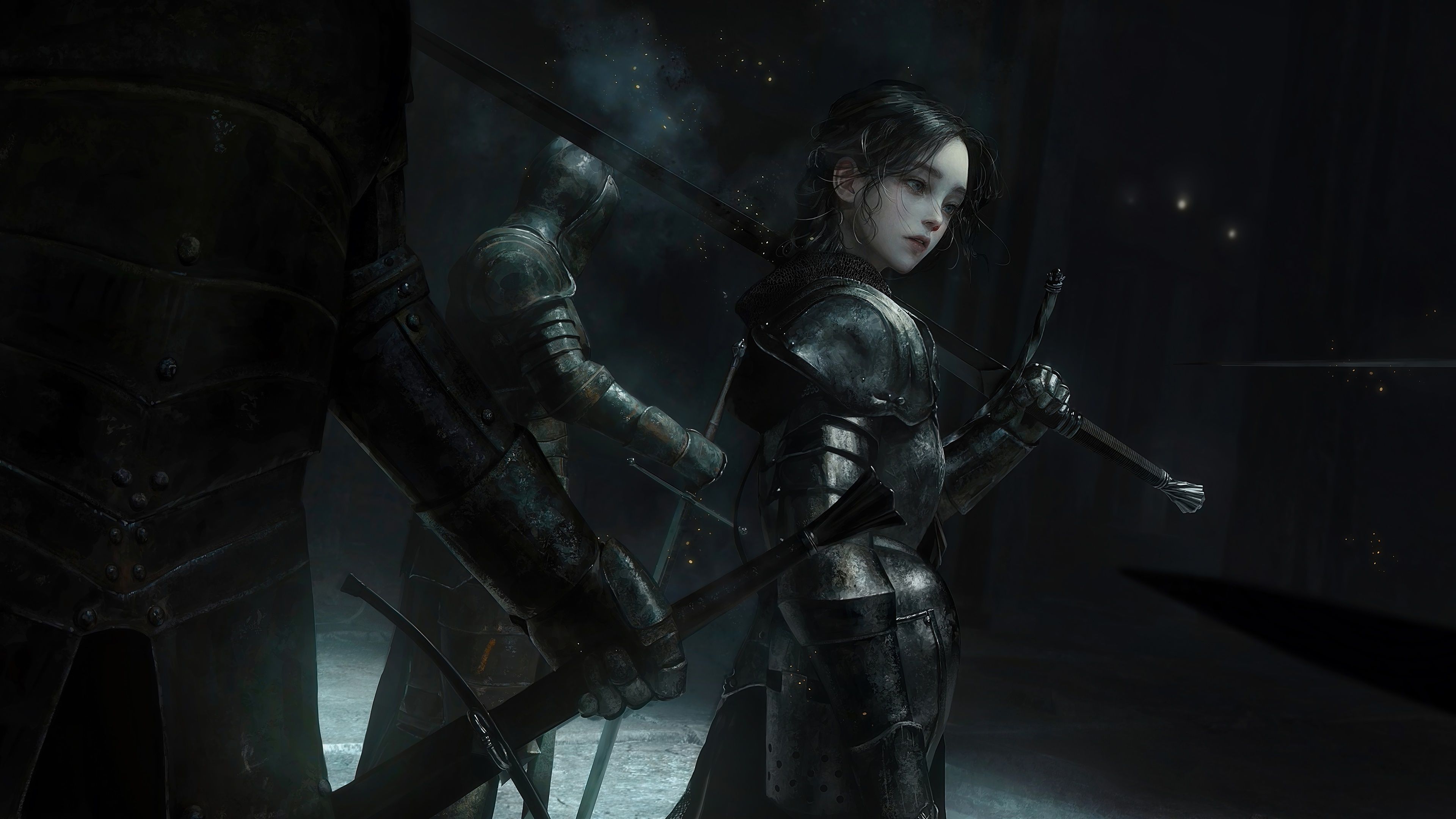 3840x2160 girl, knight, fantasy, warrior, art, 4k, HD Wallpaper