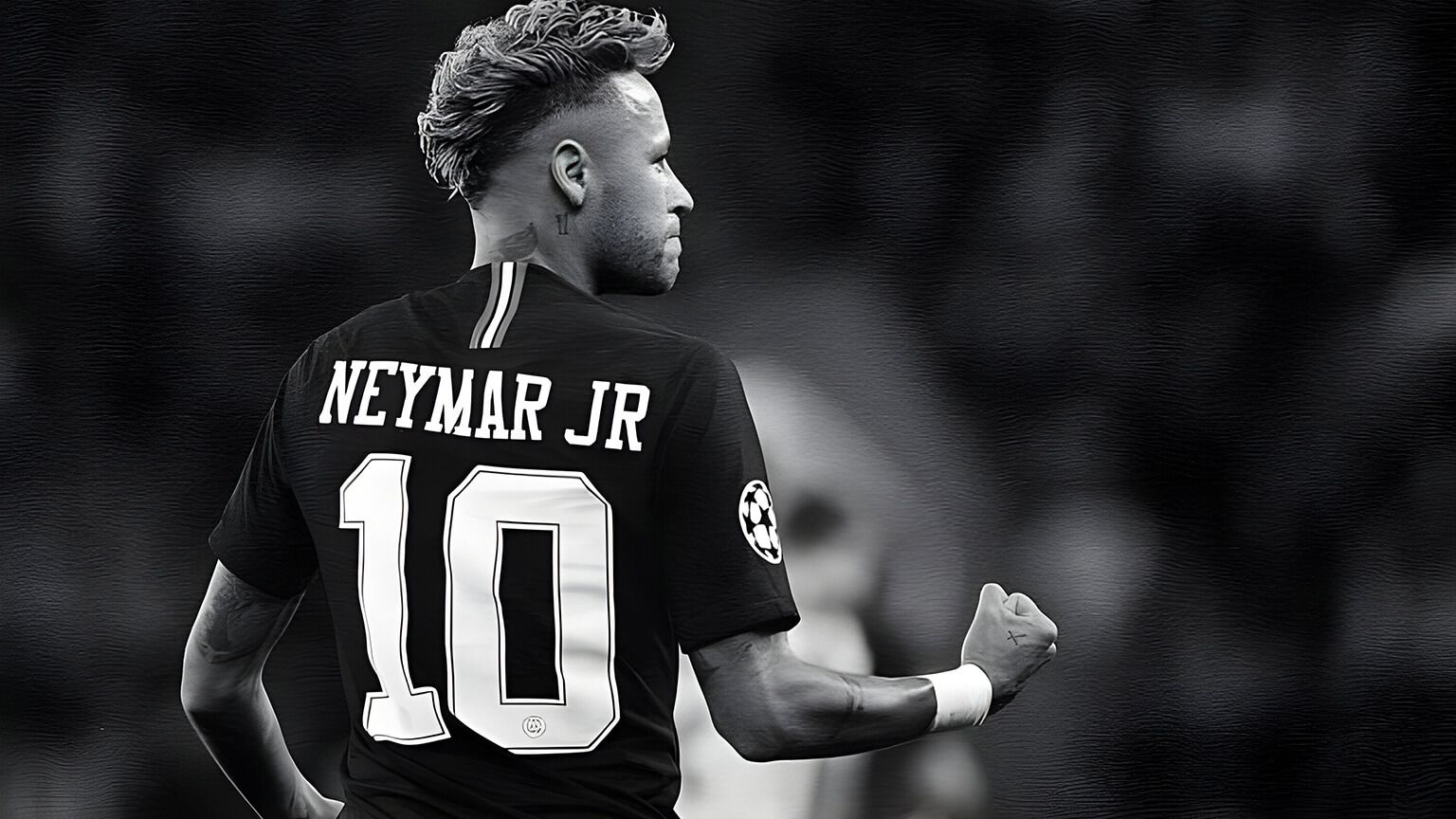 1536x864 Neymar PSG Black & White Desktop Wallpaper