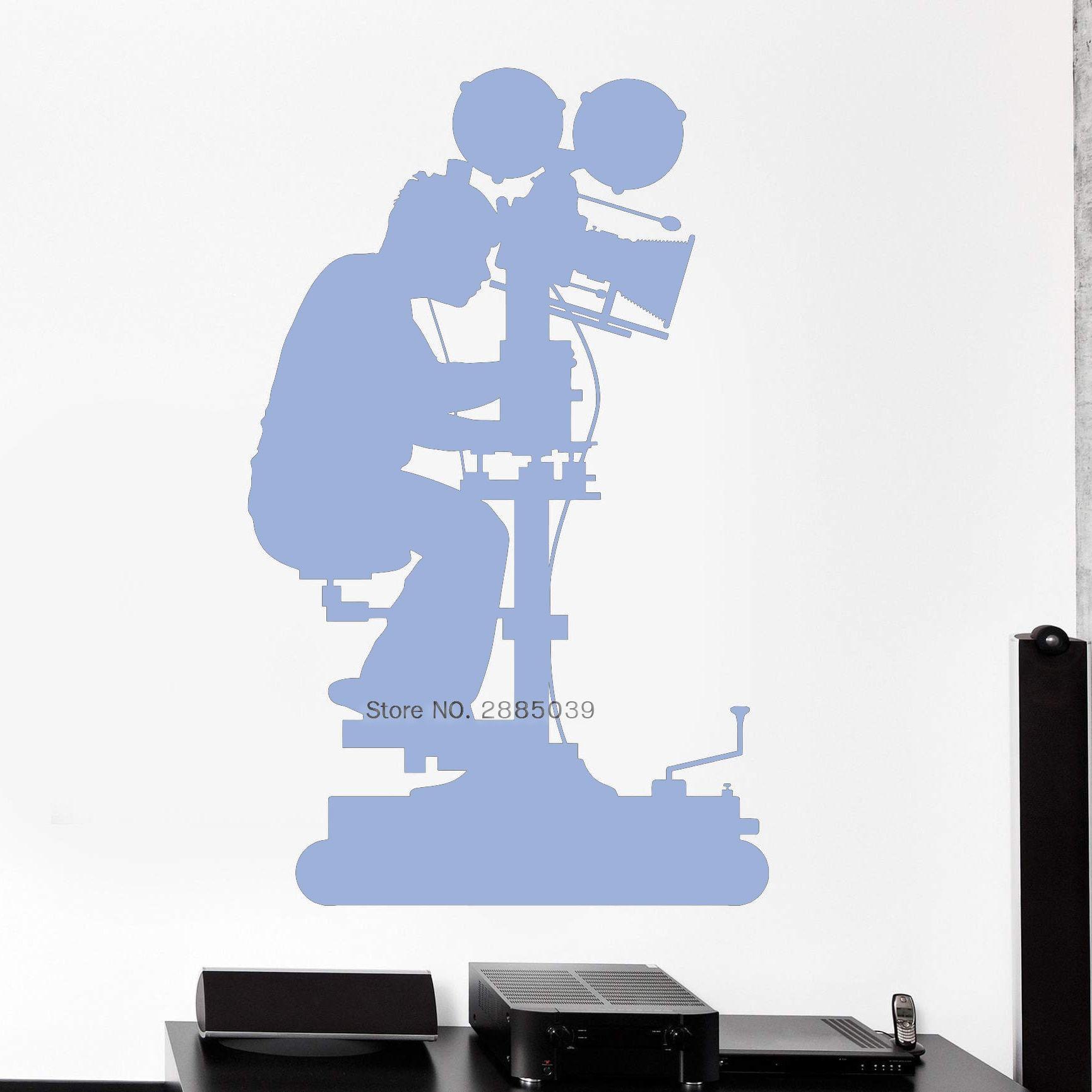 1730x1730 Cameraman Silhouette Vinyl Wall Decal Art Movie Camera Mural Home