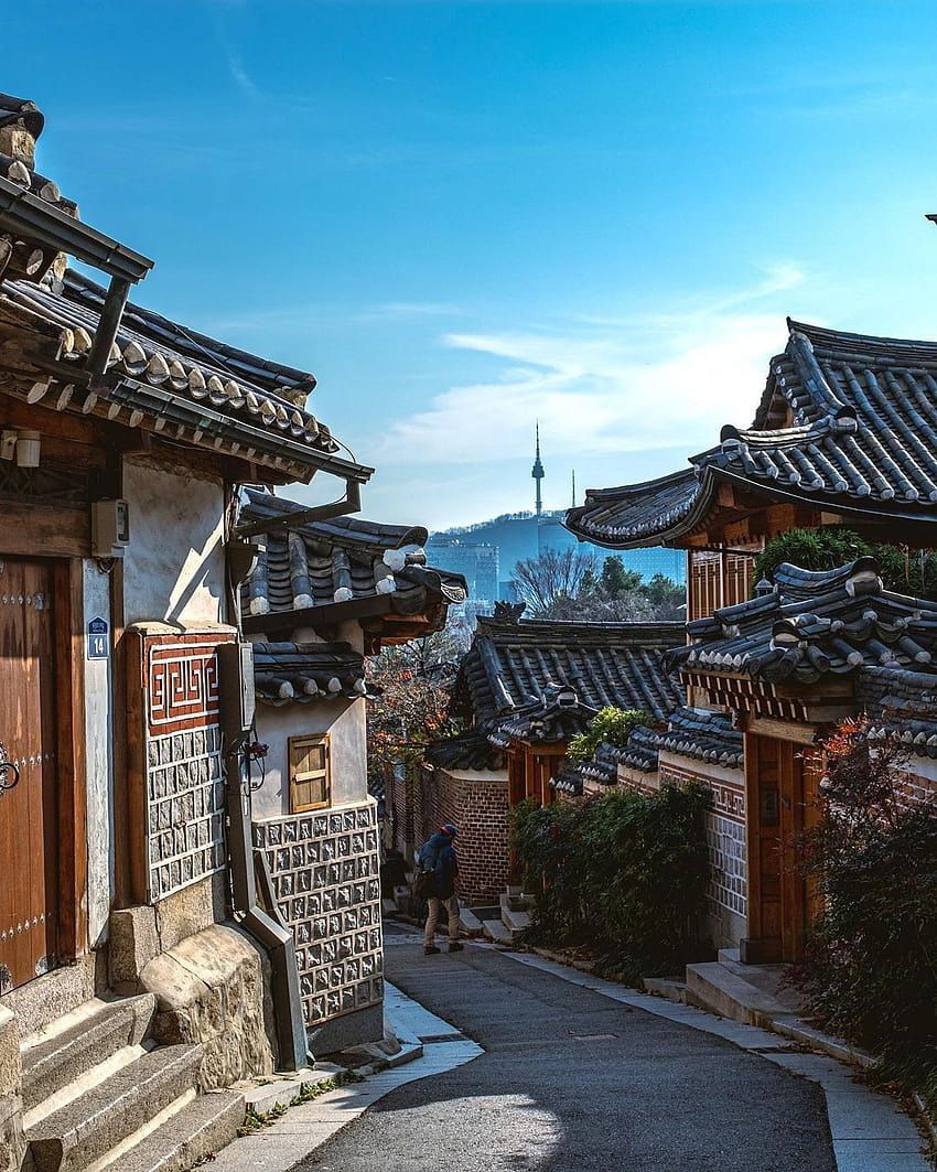 850x1063 Bukchon hanok village, Seoul, South Korea Landscape HD phone wallpaper
