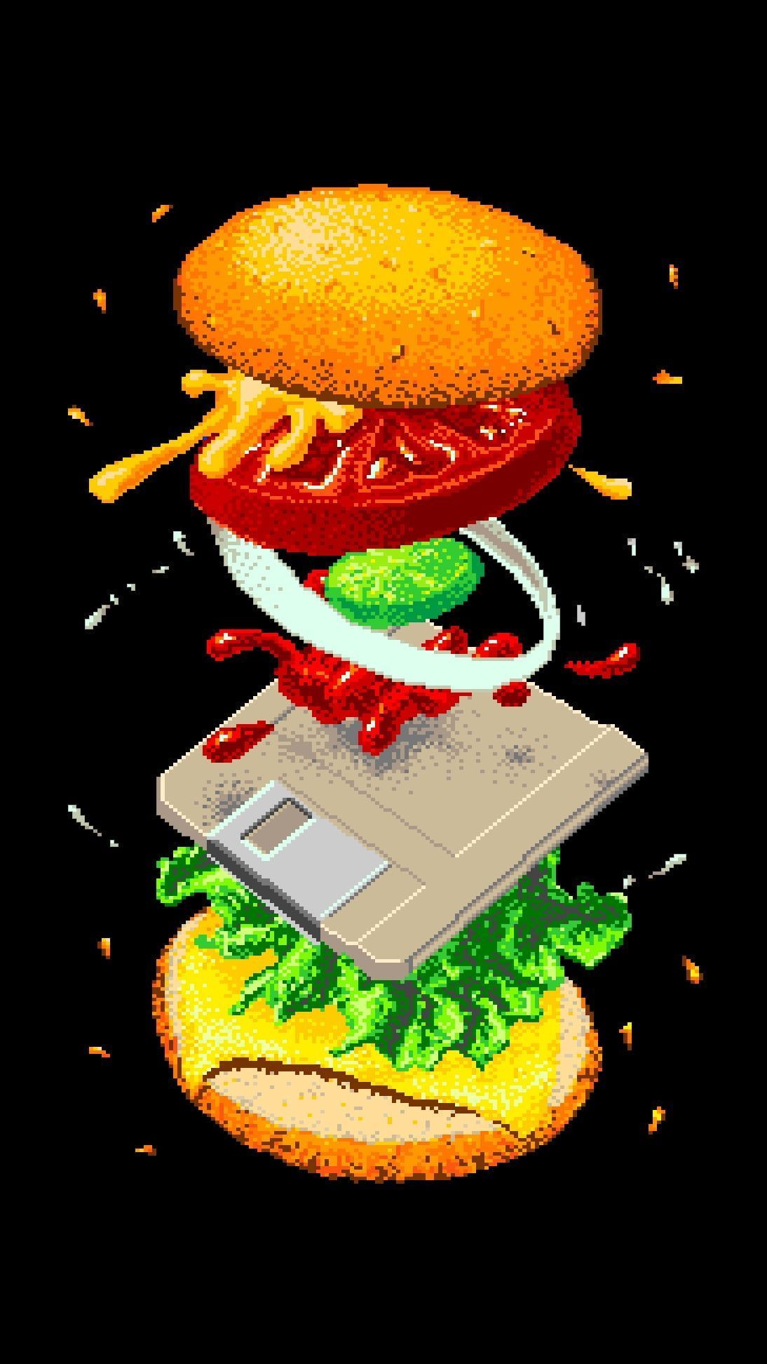 1094x1944 I Made An AMOLED Version Of The Four Byte Burger Wallpaper