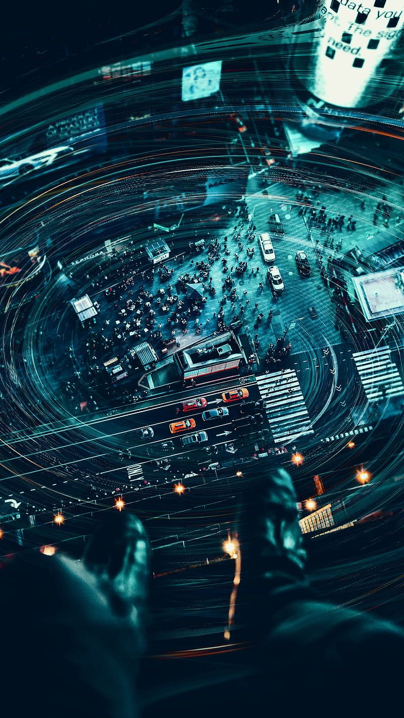 800x1422 Seeing the Crowd, tech, technology, city, high, planet, night, robot, thunder, HD phone wallpaper