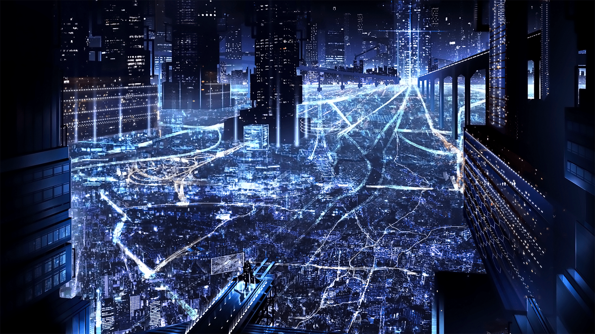 1920x1080 Sci Fi City At Night HD Wallpaper By みがた せいじゅ