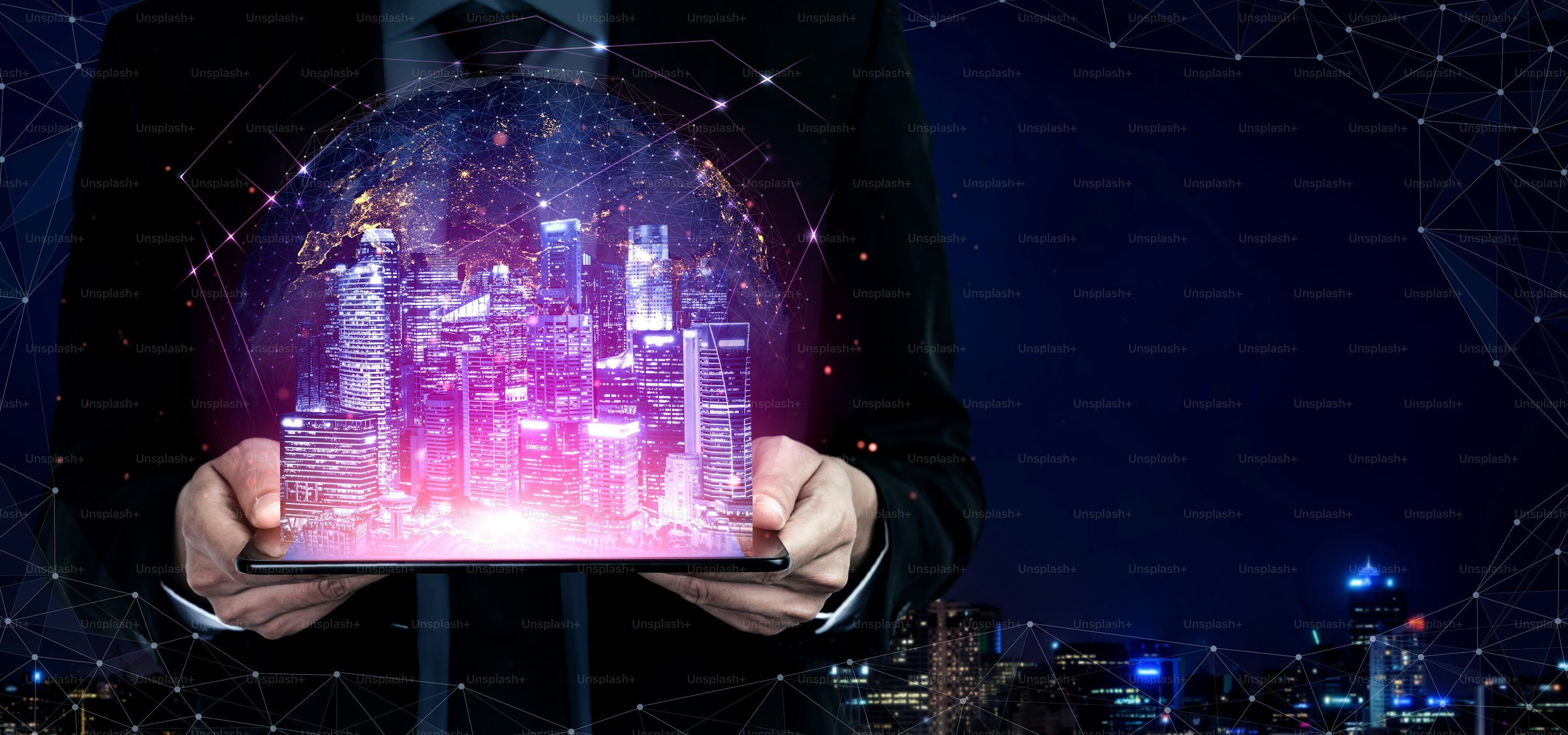3000x1407 Tech City Picture. Download Free Image