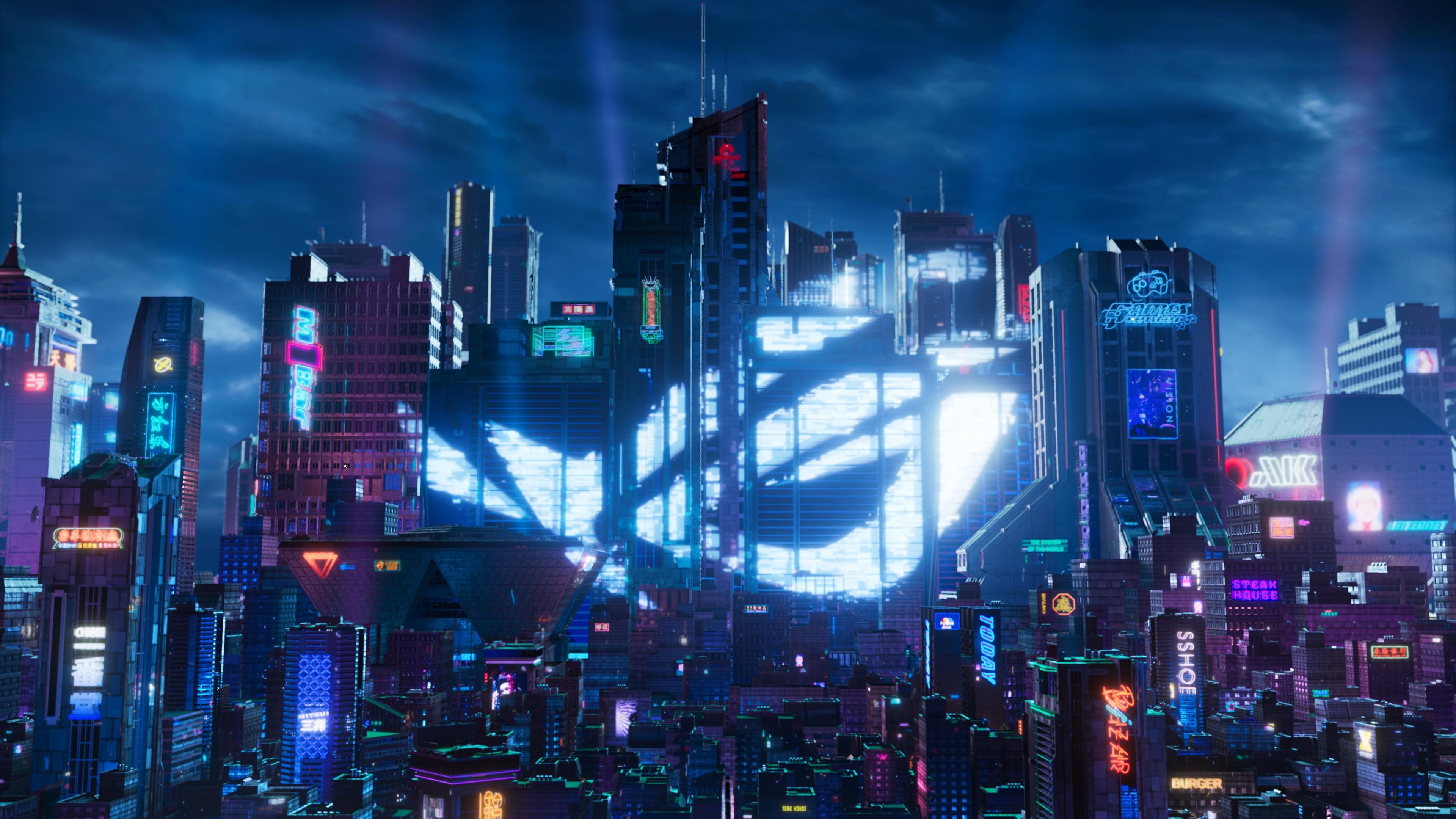 3840x2160 Wallpaper Asus, Republic Of Gamers, Asus Rog, Technology, Futuristic City, Cyberpunk For Mobile And Desktop, Section Hi Tech, Resolution 3840x2160