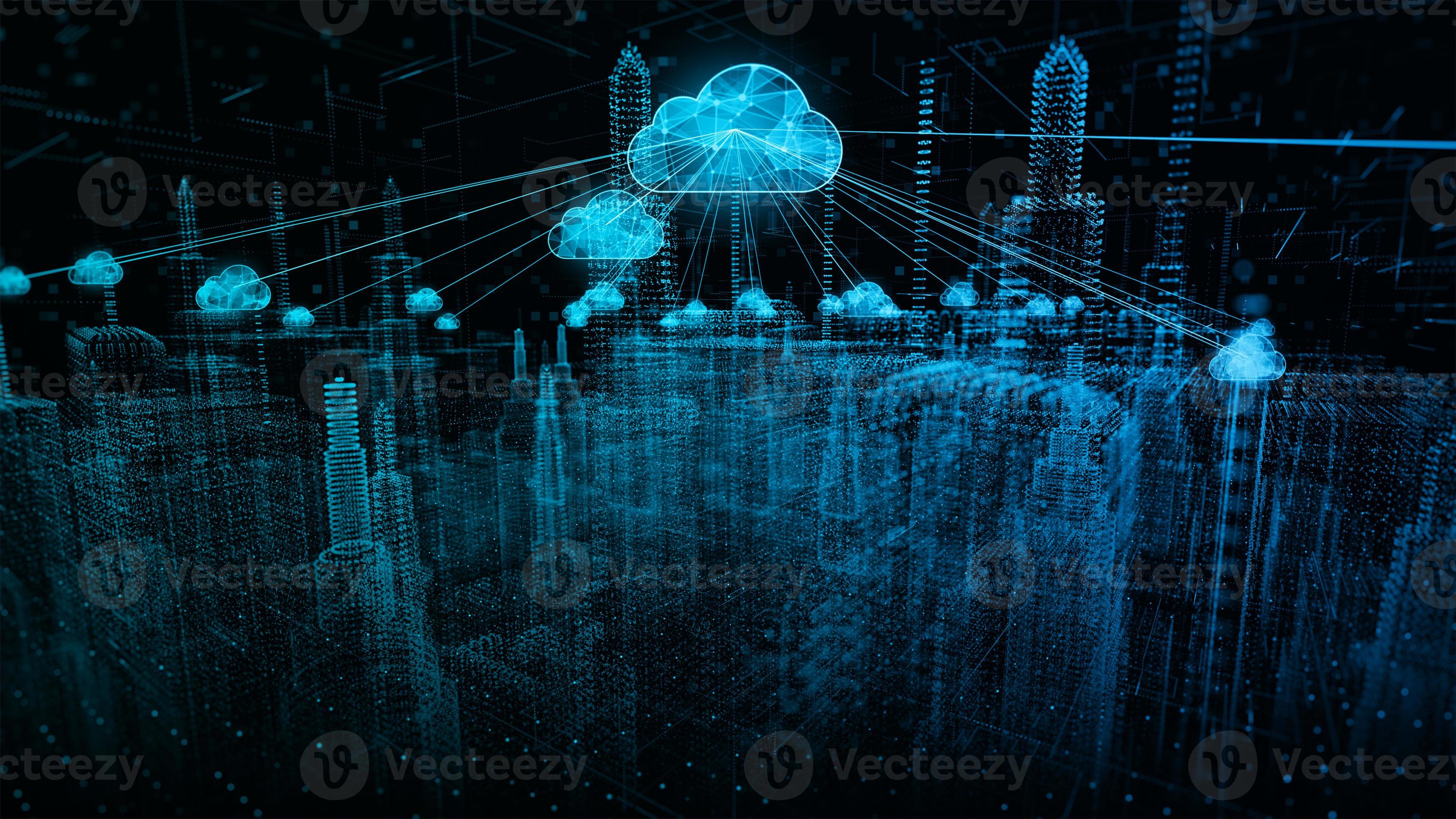 3484x1960 Smart city of cybersecurity digital data of futuristic and technology of cloud computing using artificial intelligence, 5g High speed internet connection and big data analysis background concept