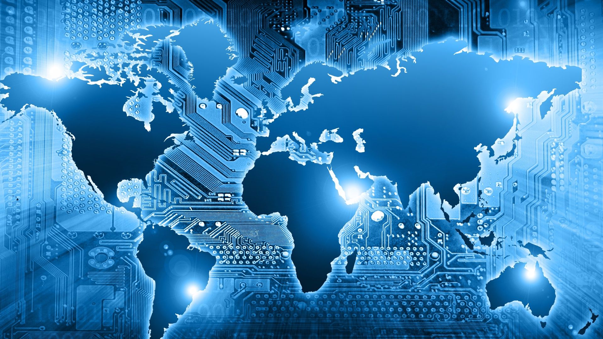 1920x1080 Wallpaper world, map, technology, circuits for mobile and desktop, section рендеринг, resolution 1920x1080