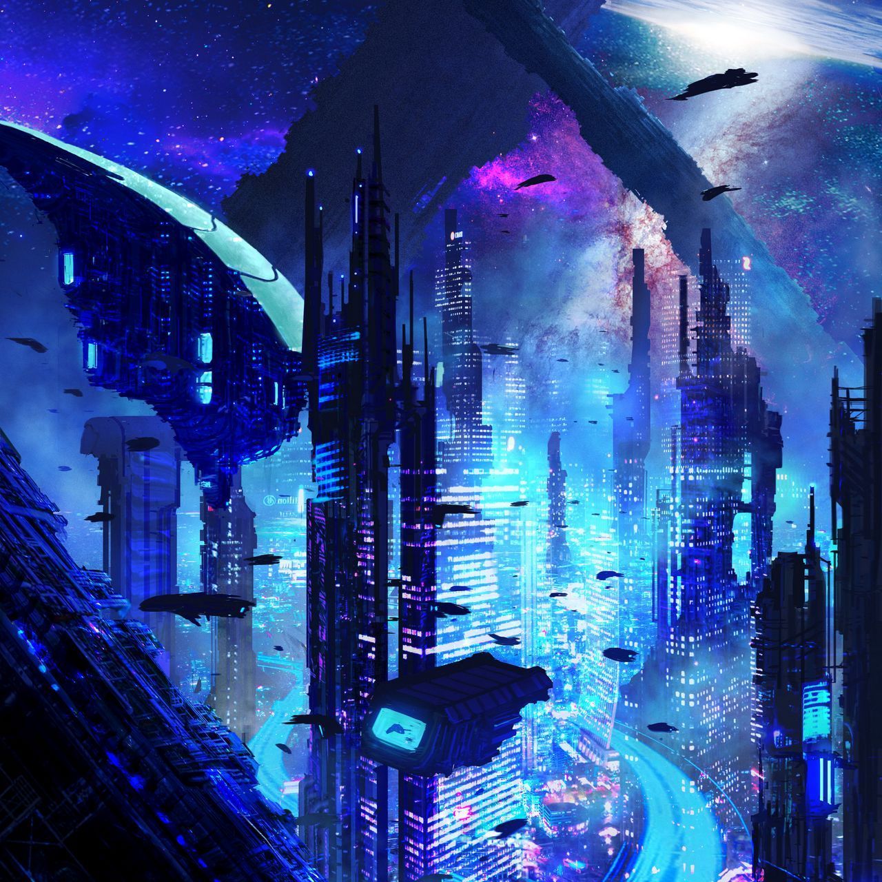 1280x1280 Download Wallpaper 1280x1280 City, Futurism, Sci Fi, Future, Fantastic Ipad, Ipad Ipad Mini For Parallax HD Background