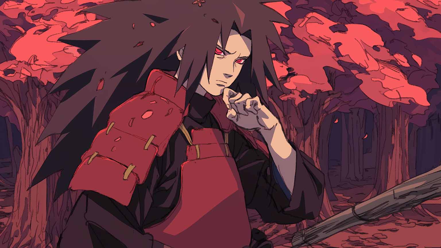 1536x864 Free Naruto Madara Uchiha with Red Eyes Desktop Wallpaper