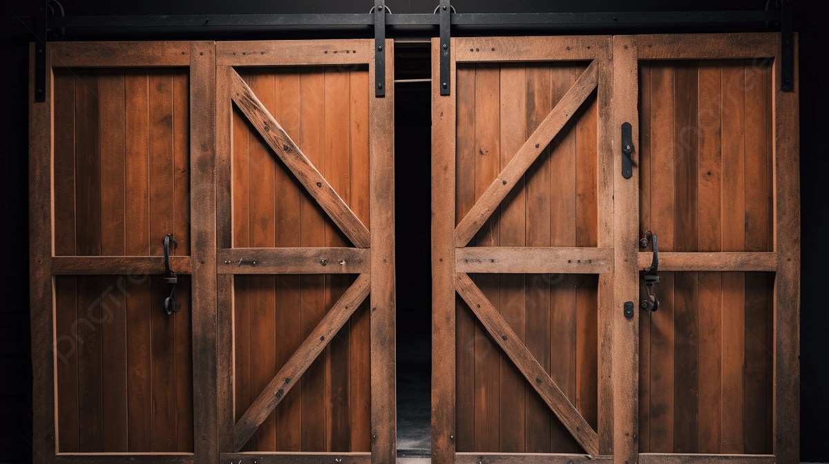 1200x673 Two Wooden Barn Doors In The Dark Photo And Picture For Free Download