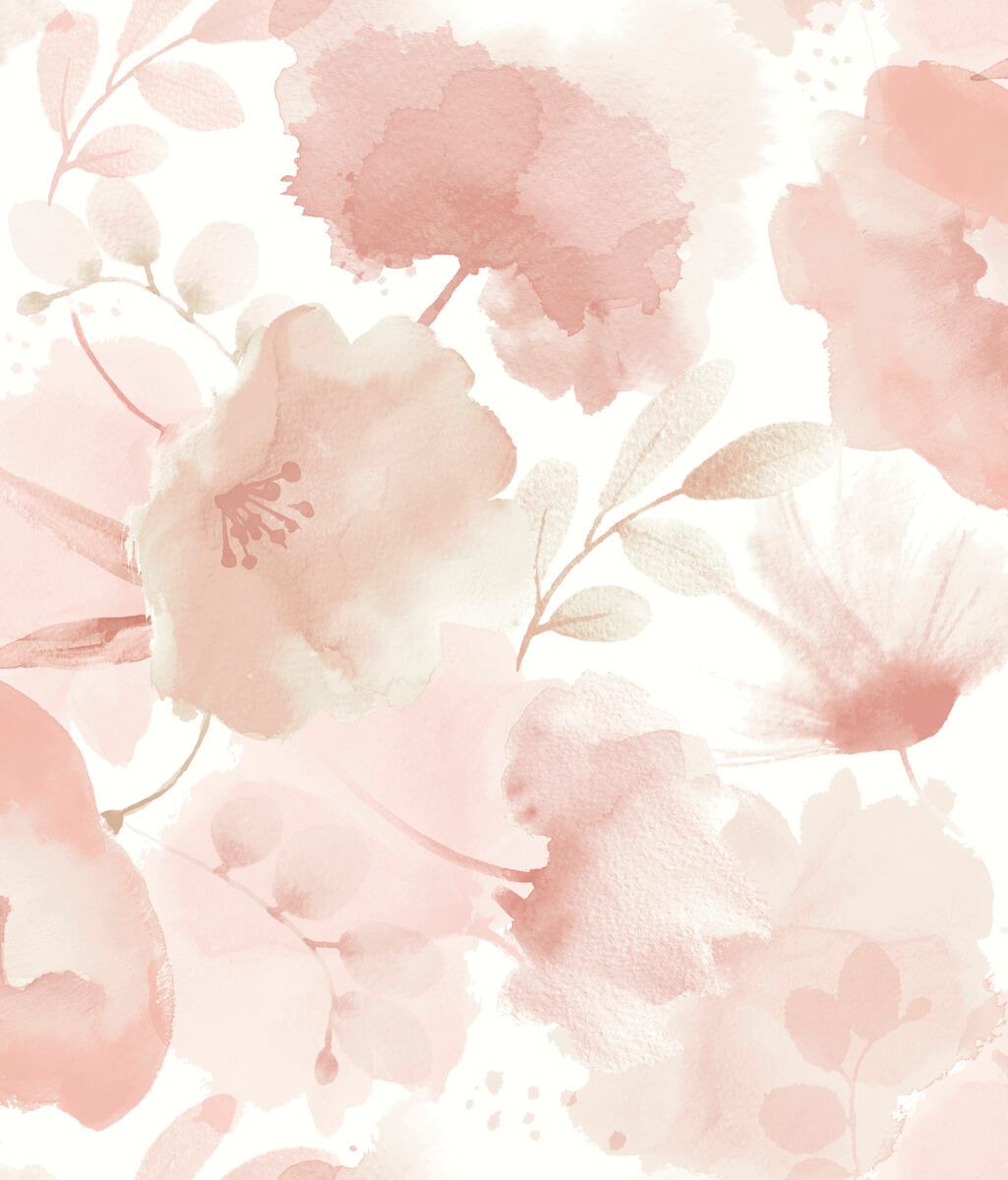 1025x1200 York Wallcoverings BL1772 Blush Watercolor Bouquet Wallpaper