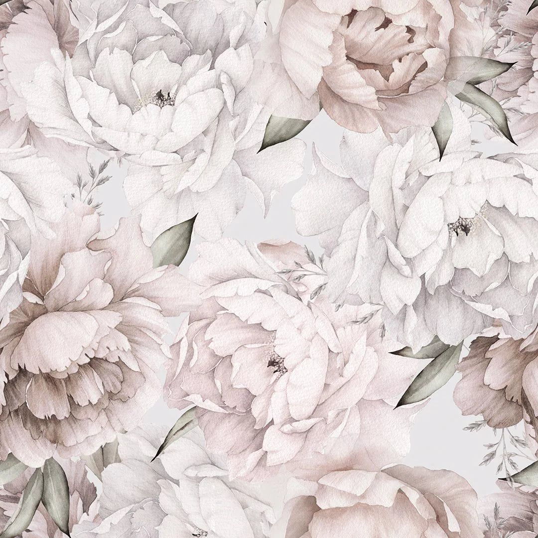 1080x1080 Vintage Peony Wallpaper in Blush