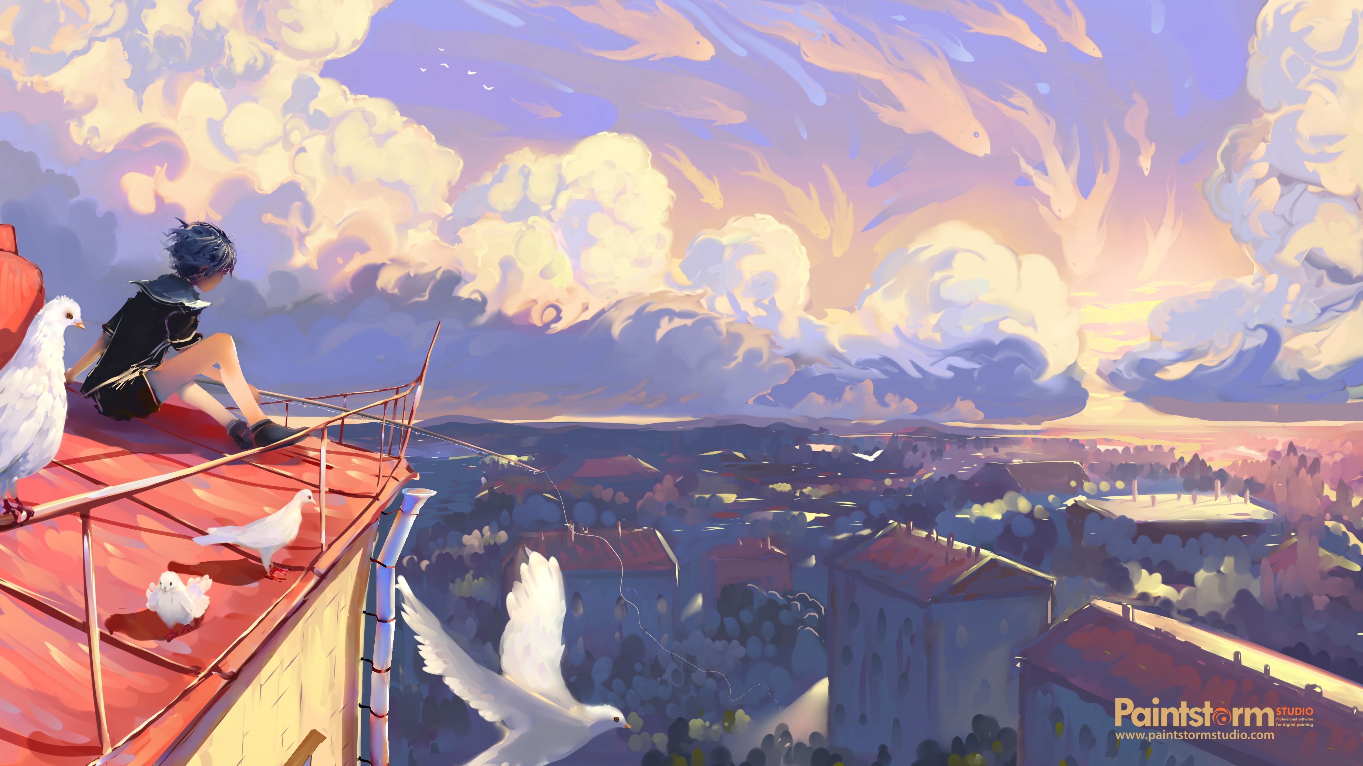 4500x2531 Desktop wallpaper: Anime, City, Sky 4K free download for PC. 997763