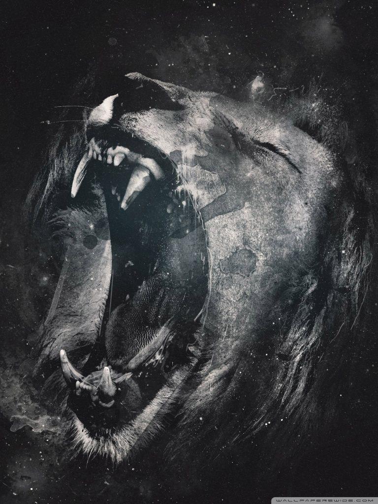 768x1024 Dark Lion Wallpaper