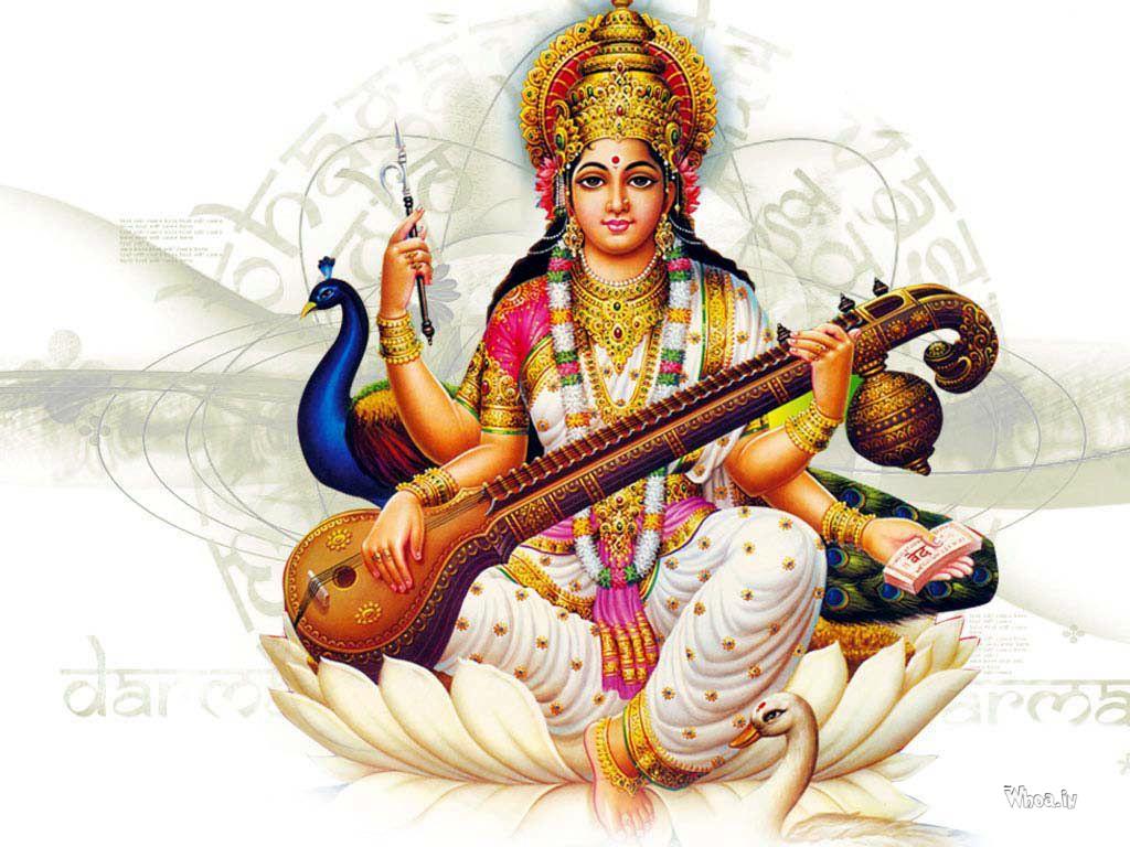 1024x768 Lord Saraswati HD Image & Wallpaper Hindu Goddess Lord Saraswati Lord Saraswati Wallpaper