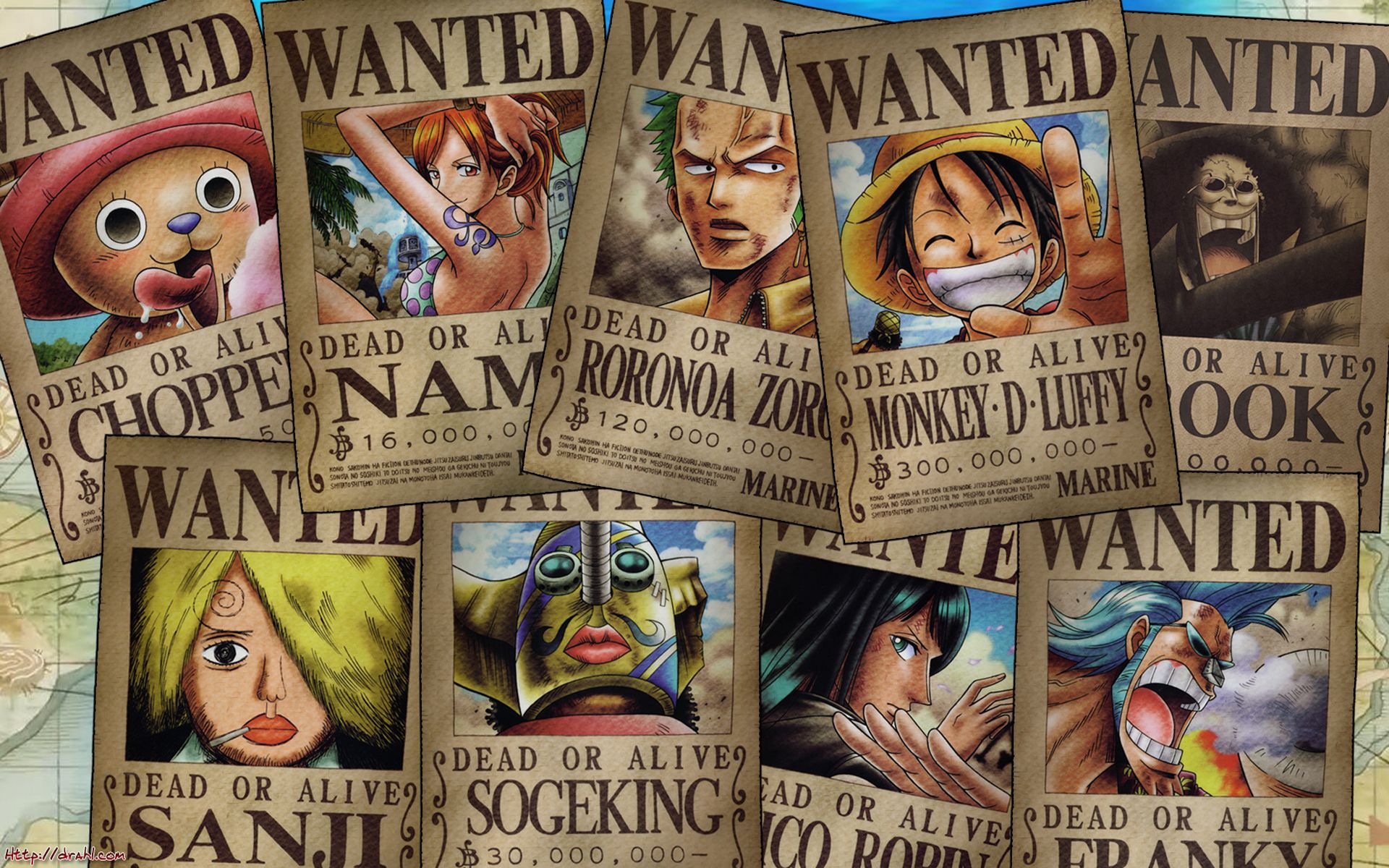 1920x1200 One Piece Wanted Posters HD Wallpaper