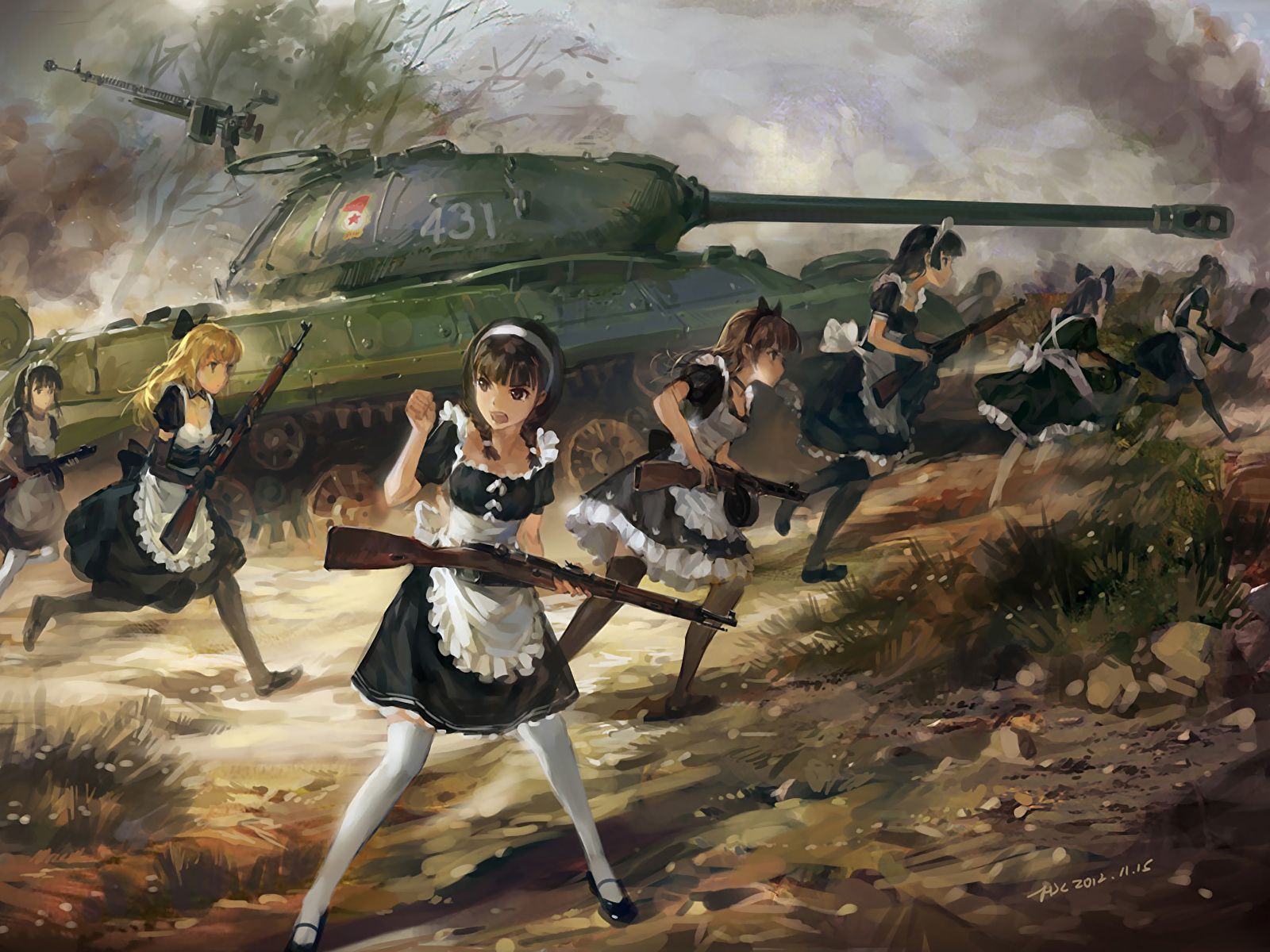 1600x1200 Photo War Tank Schoolgirls Hjl, Is 3 Anime Girls 1600x1200