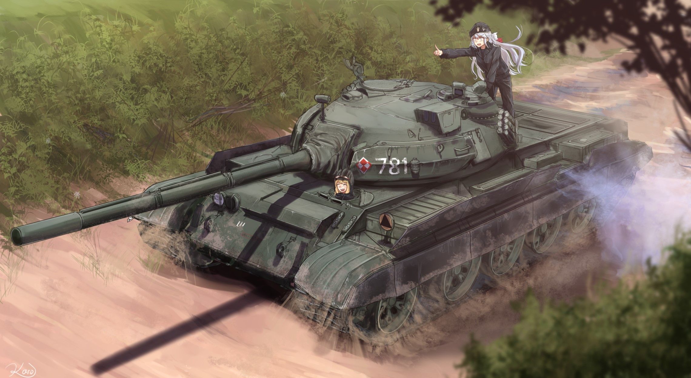 2280x1248 tank, anime girls, portrait display, HD Wallpaper