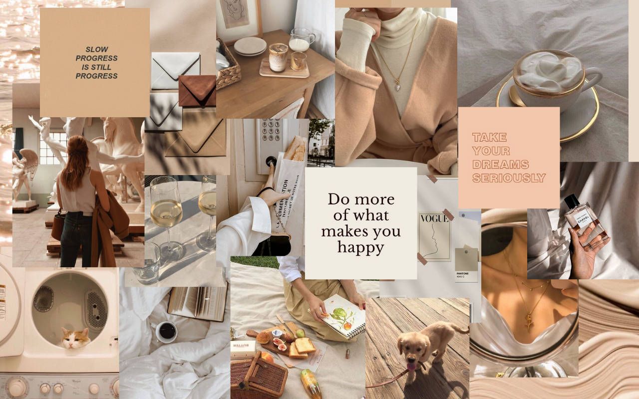 1280x800 Download Brown Aesthetic Mood Board Laptop Wallpaper