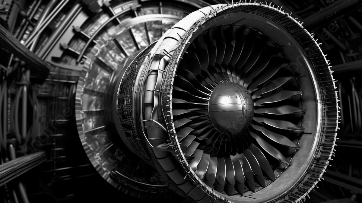 1200x673 Jet Engine Wallpaper, 3D Render Of Abstract Black And White Monochrome Art With Surreal 3D Machinery Industrial Turbine Aircraft Jet Engine, HD Photography Photo, Engine Background Image And Wallpaper for Free Download