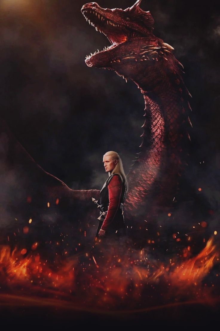 736x1104 Daemon Targaryen and Caraxes