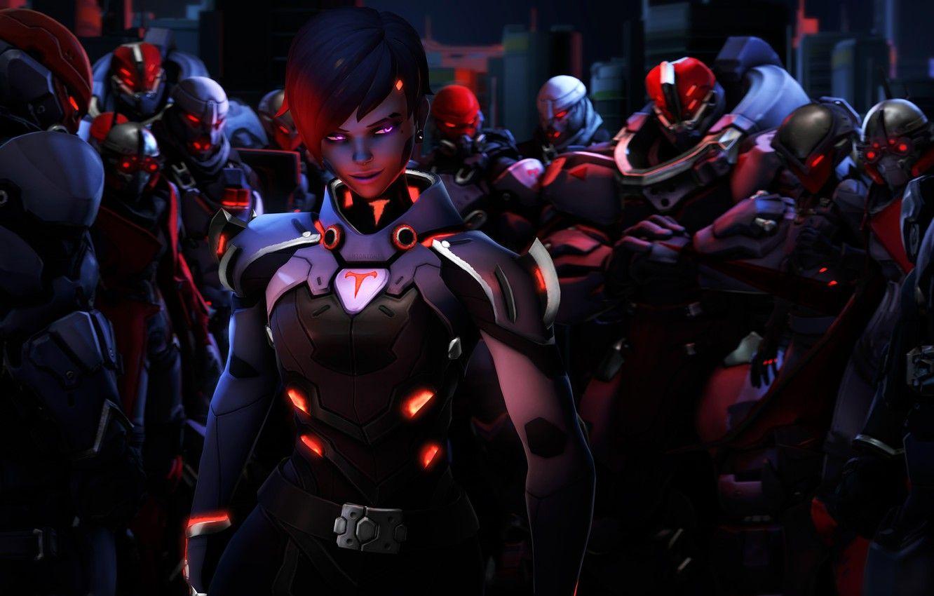 1332x850 Wallpaper girl, rendering, soldiers, hacker, Overwatch, sombra