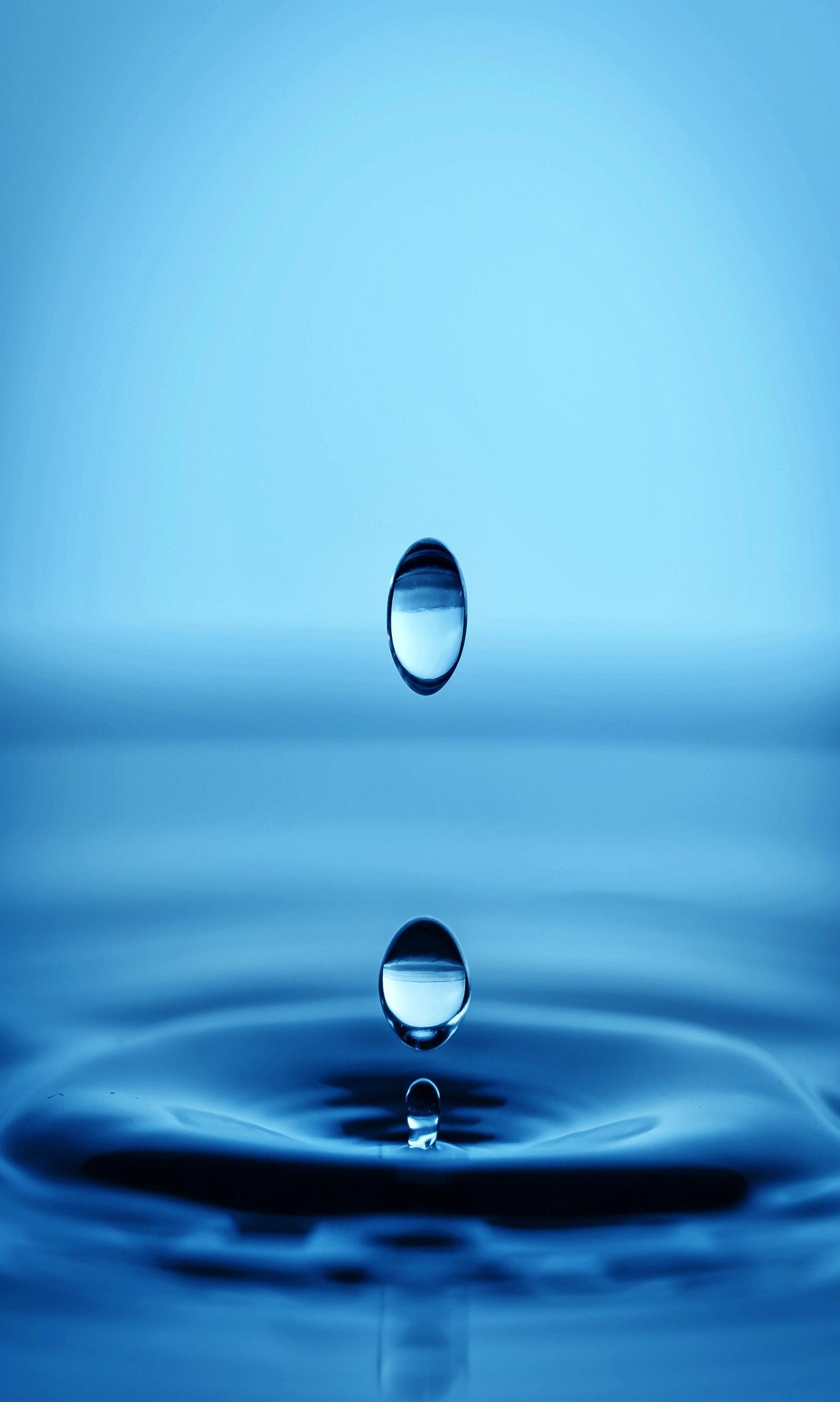 1800x3000 Macro Water Drops Blue Surface iPhone Xs Plus HD Wallpaper