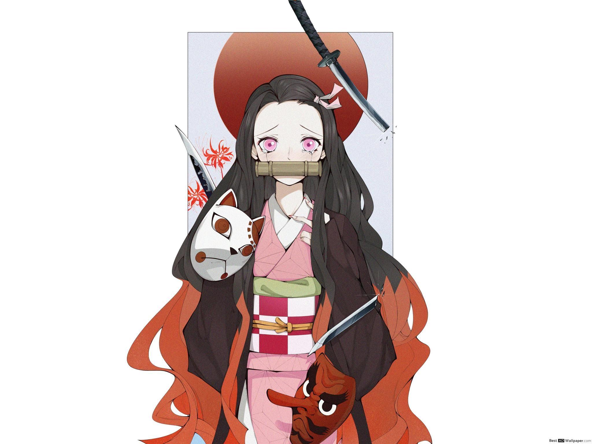 2048x1536 Sát quỷ: Kimetsu No Yaiba - Nezuko Kamado với mặt nạ HD