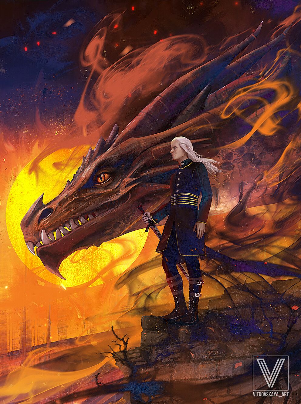 992x1333 Daemon Targaryen of the Dragon Fanart