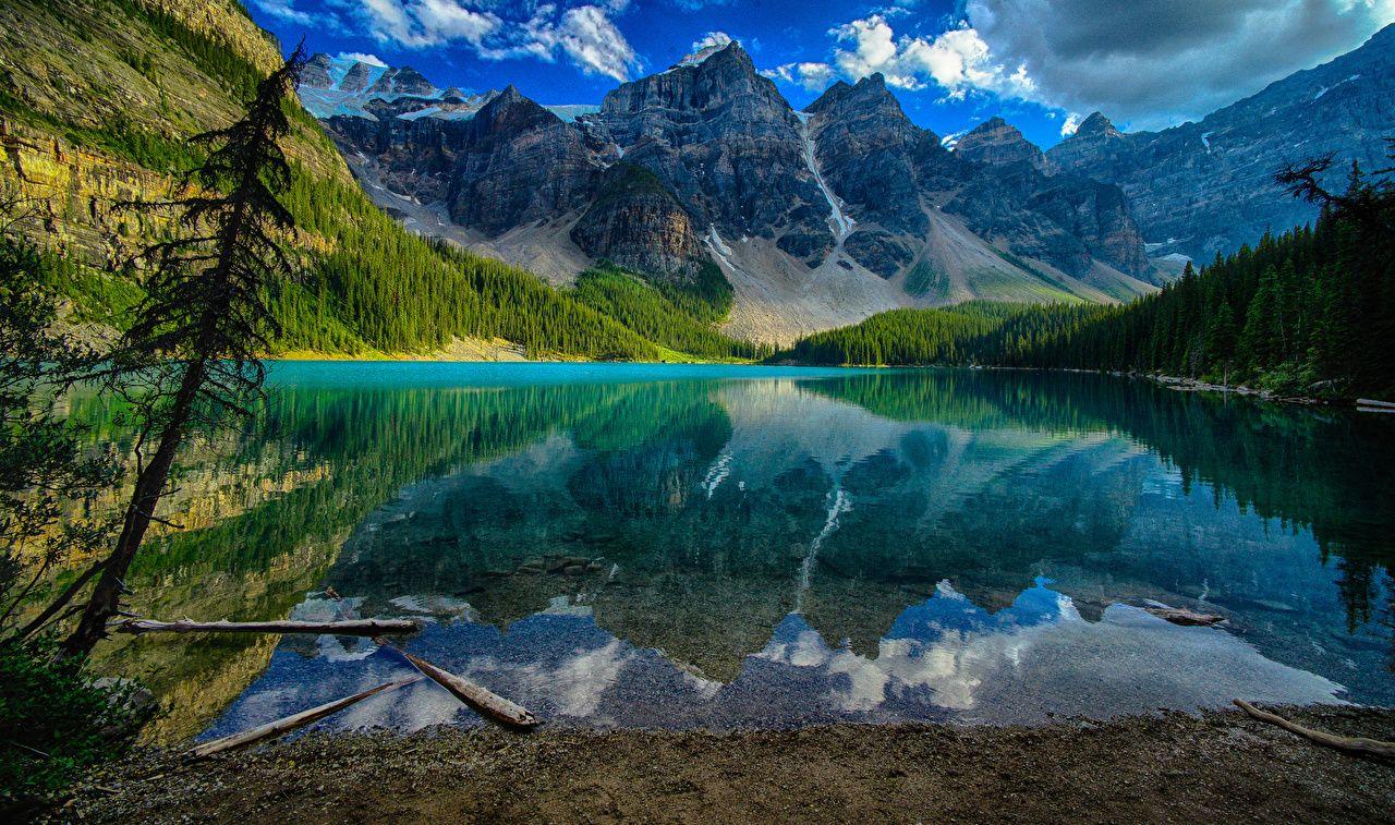 1280x757 Hình nền Banff Canada Hồ Moraine Thiên nhiên Núi Công viên Phong cảnh
