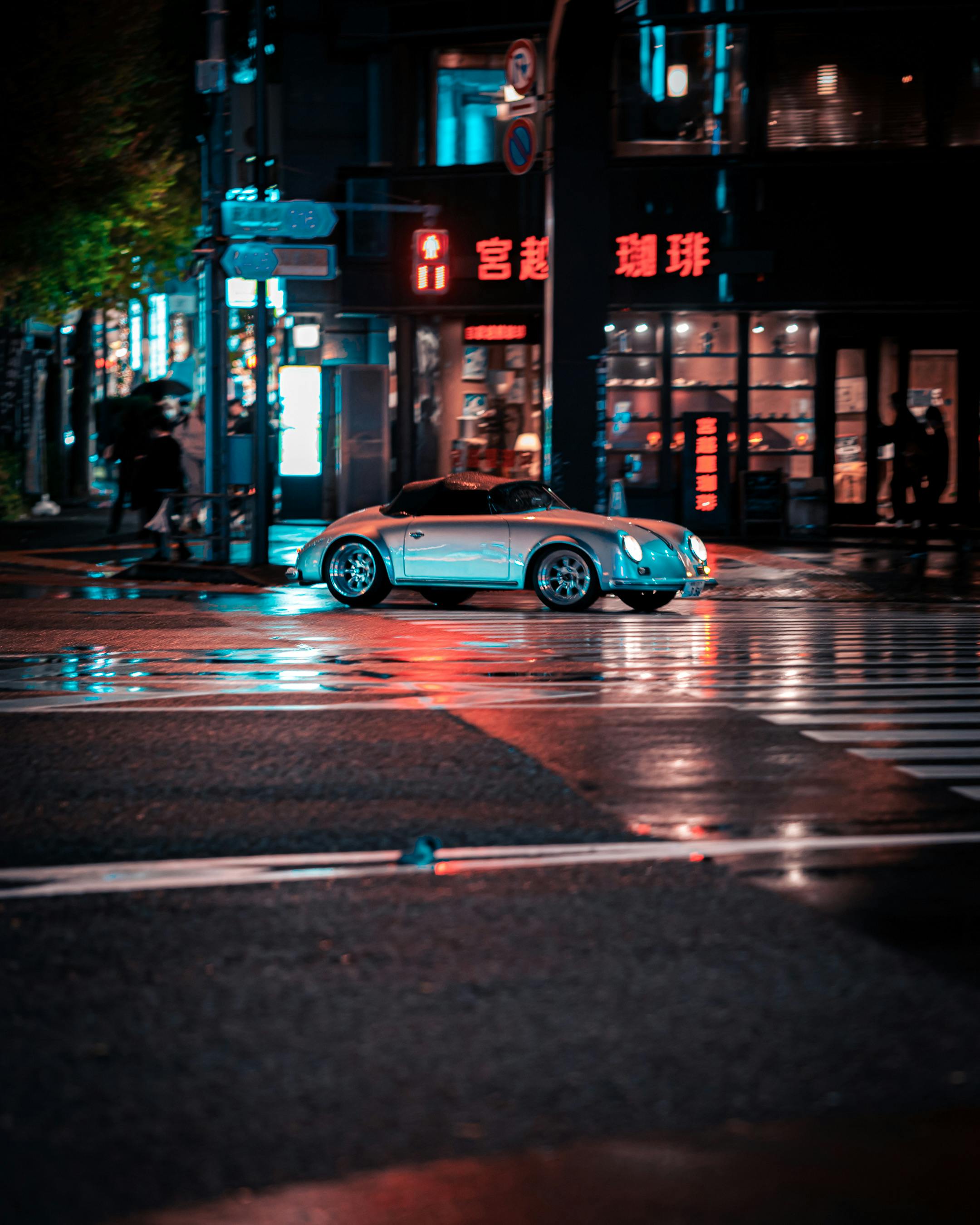 2160x2700 Vintage Car on Rainy Night in Kamakura, Japan · Free