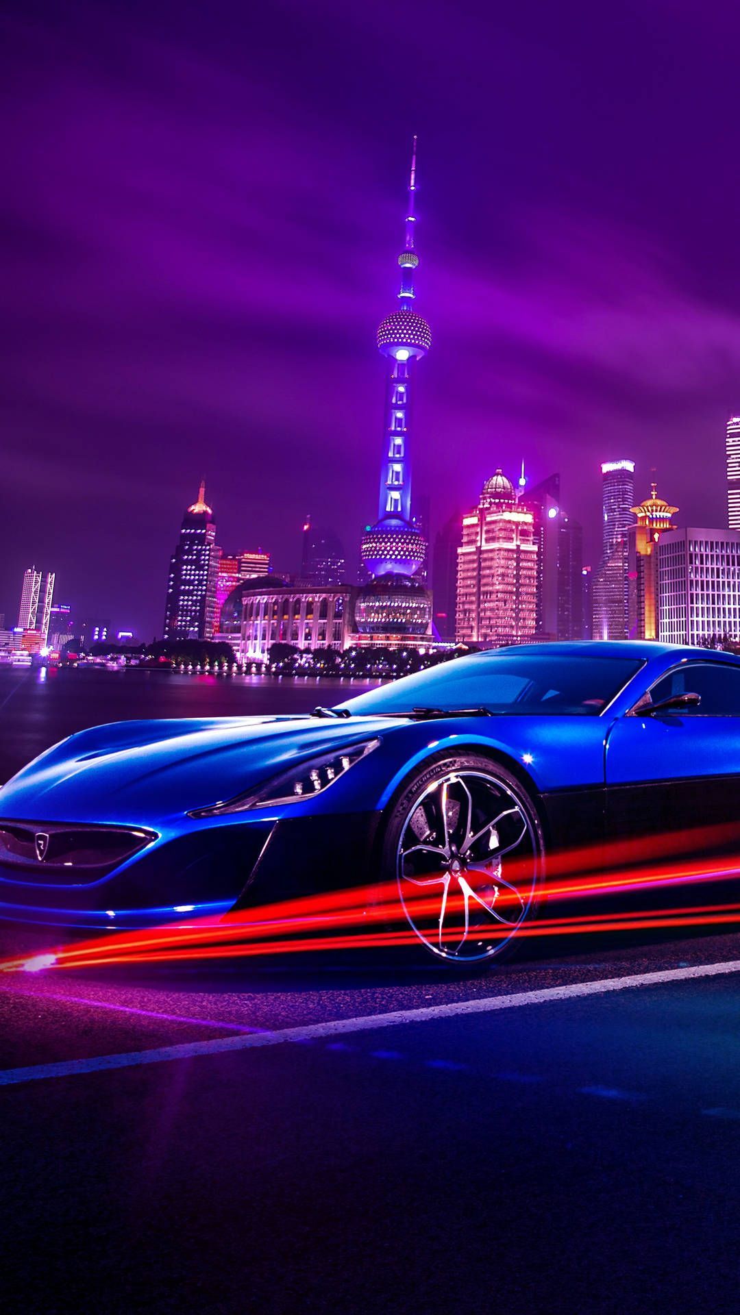 1080x1920 Download 4K Car iPhone At Night With Red Light Wallpaper