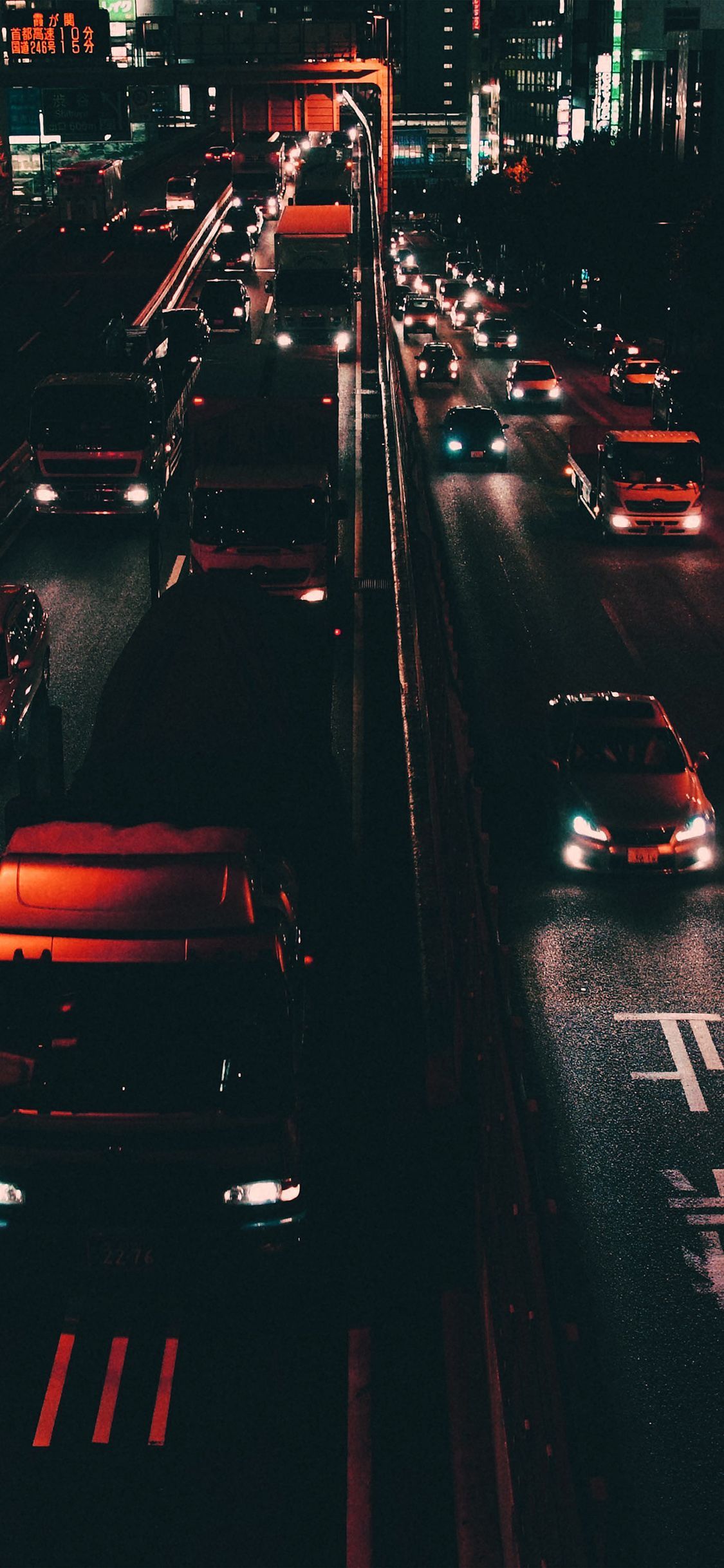 1125x2436 iPhone X wallpaper. street car japan night orange