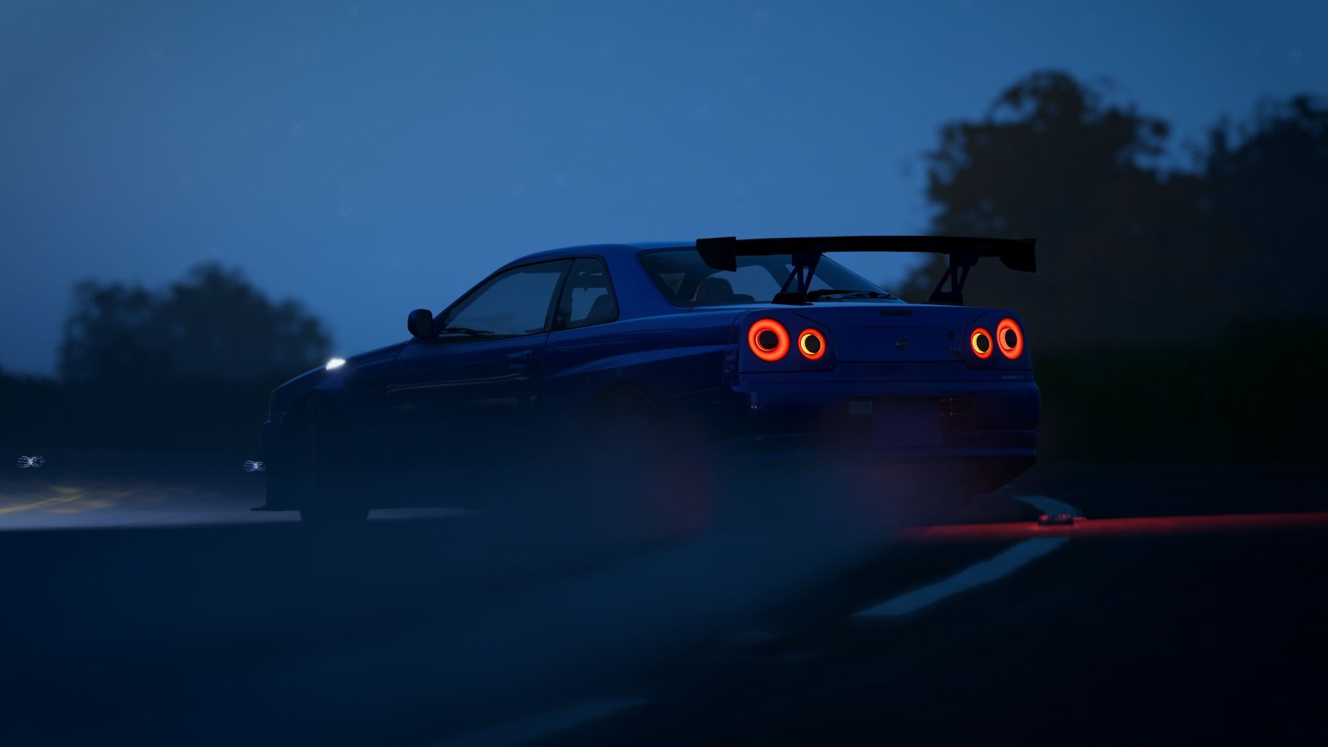 1920x1080 Wallpaper road, car, night, darkness, dark, Japan, drift, Nissan for mobile and desktop, section игры, resolution 1920x1080