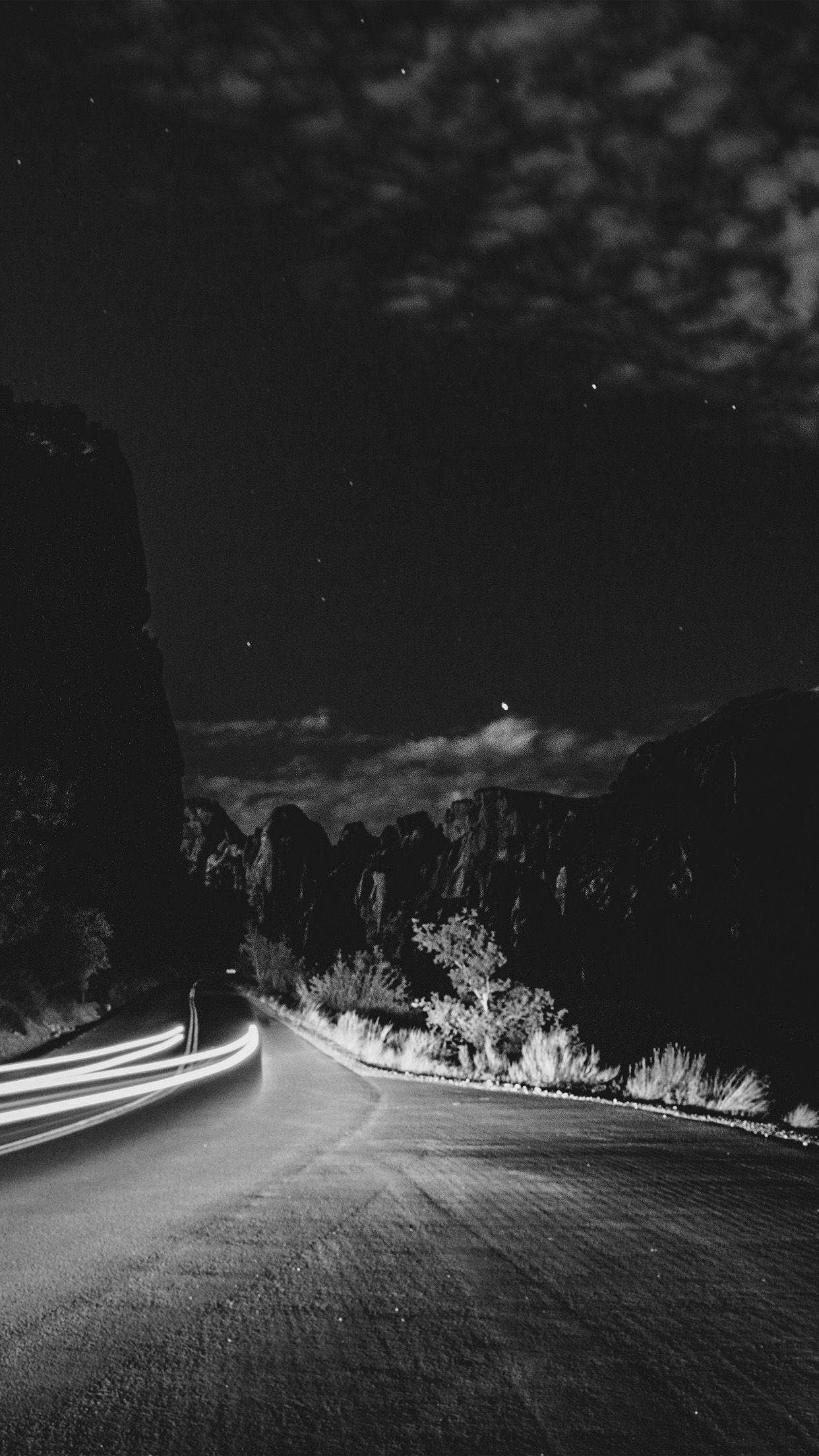 1242x2208 iPhone X wallpaper. street night car light nature dark bw