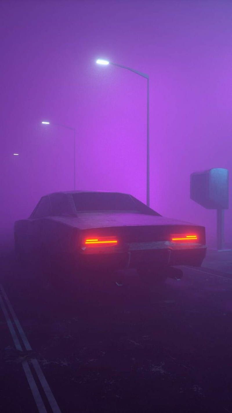 800x1423 Car, aesthetic, car aesthetic, car purple, night, piterest, purple, purple car, HD phone wallpaper