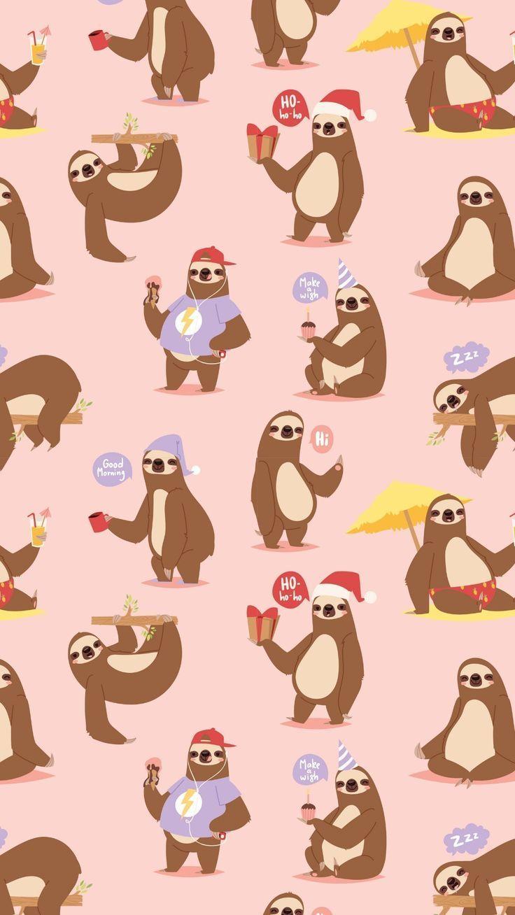 cute kawaii sloth wallpaper
