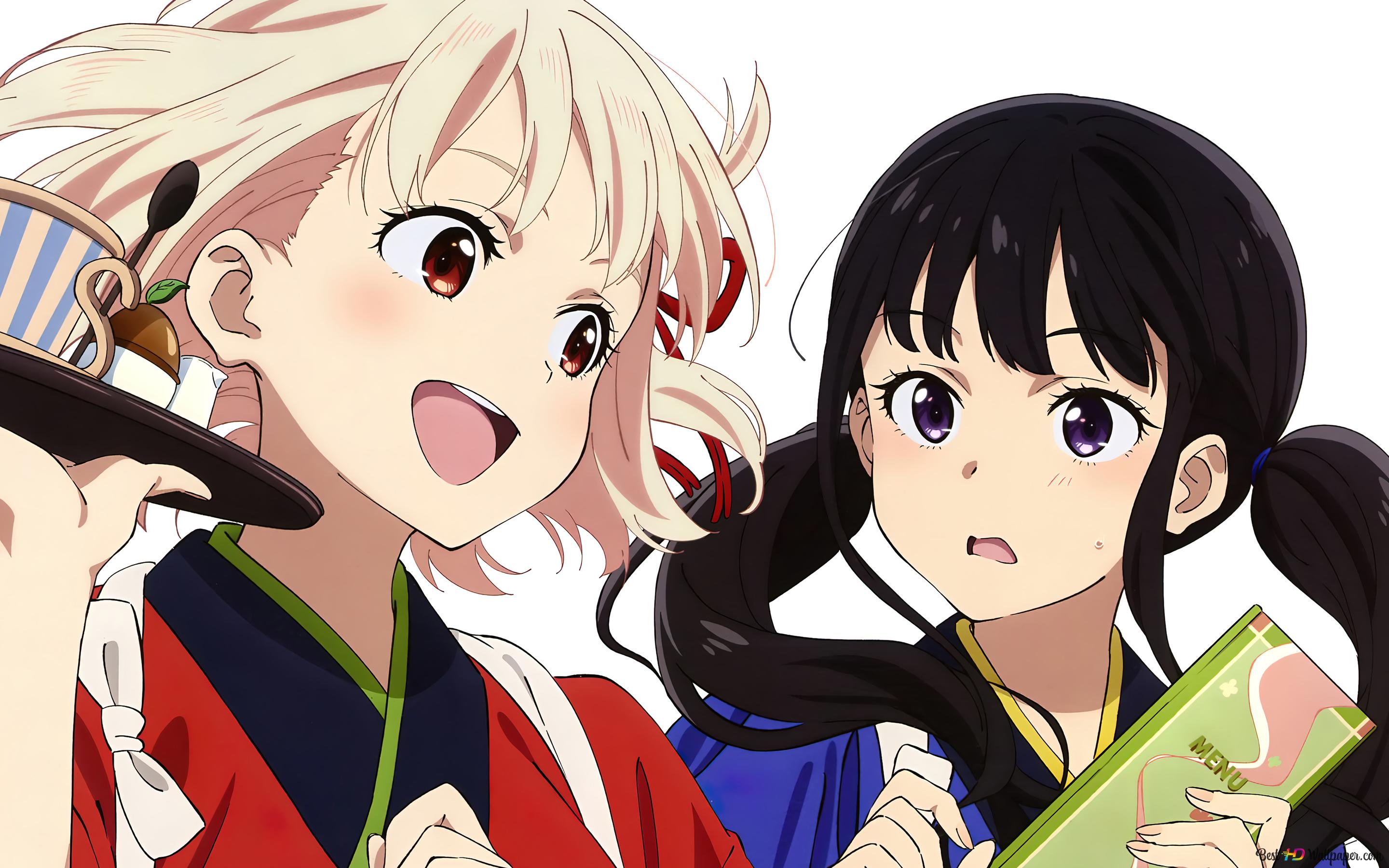 2880x1800 Chisato Nishikigi and Takina Inoue wearing kimono Recoil 4K wallpaper download