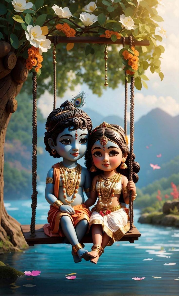 735x1211 Little Radha Krishna iPhone Wallpaper 4K