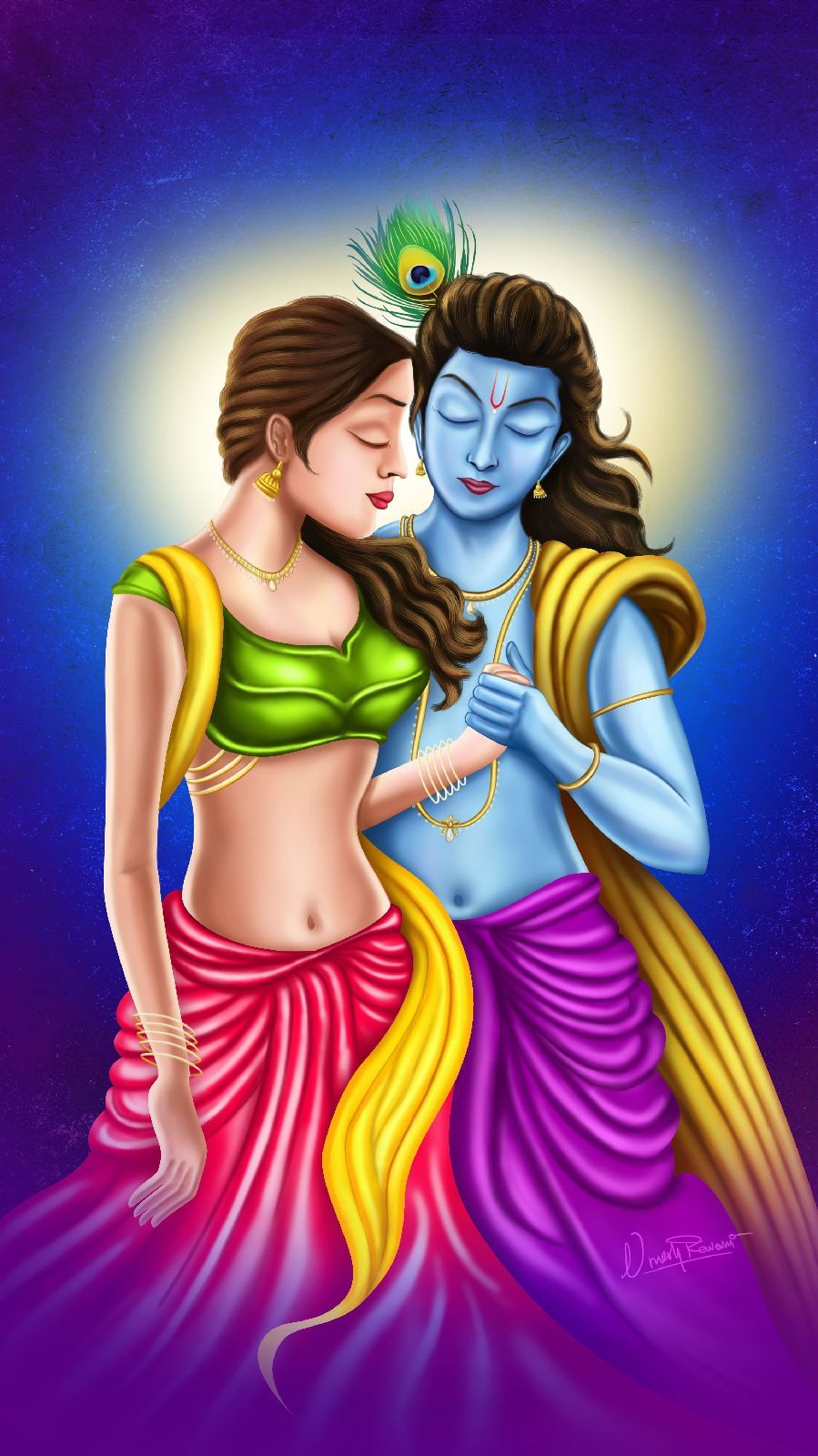 899x1600 Radha Krishna art Wallpaper Mobile Walls