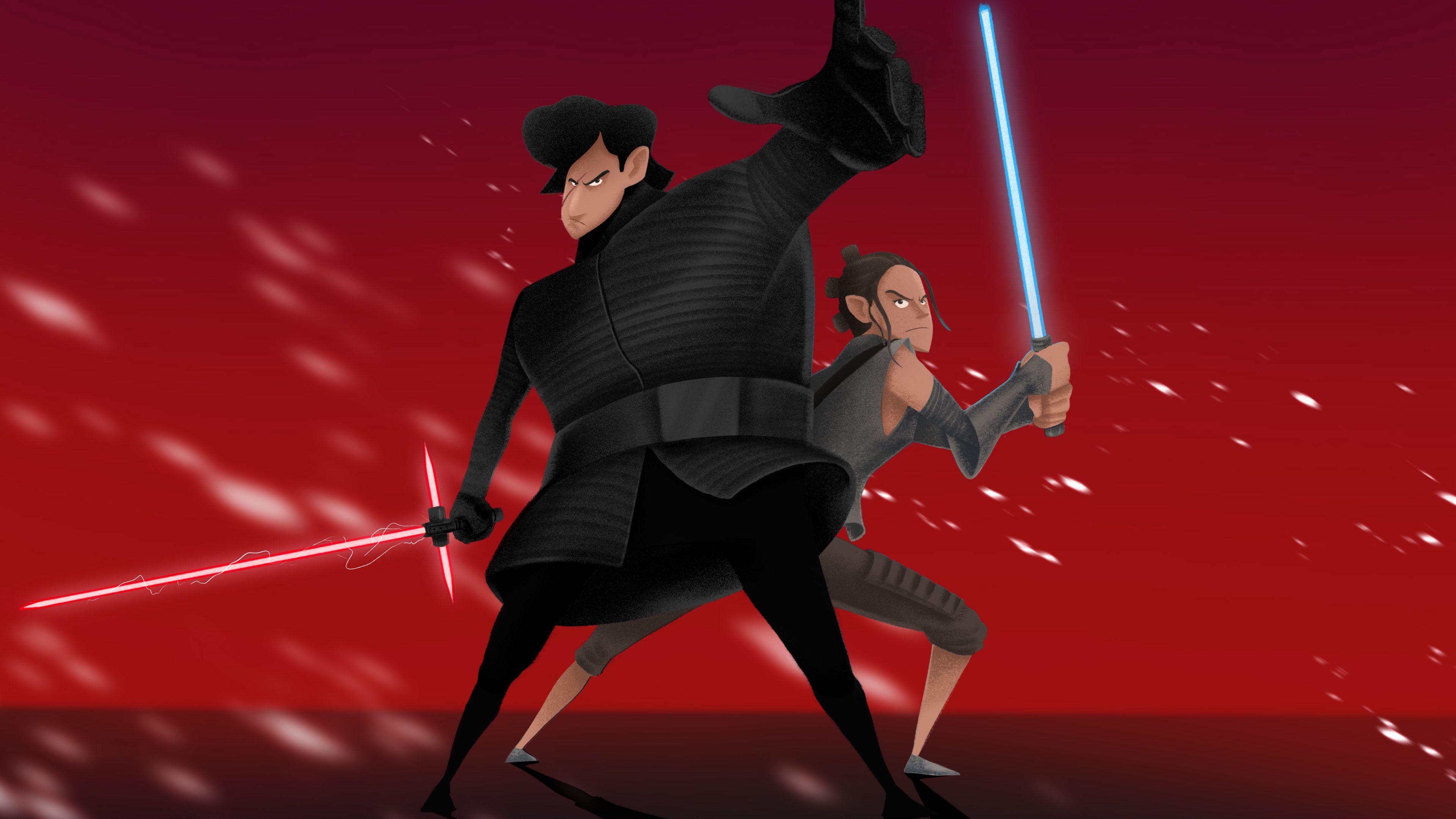 3840x2160 Wallpaper 4k Rey And Kylo Ren Artwork 4k 4k Wallpaper, Artist