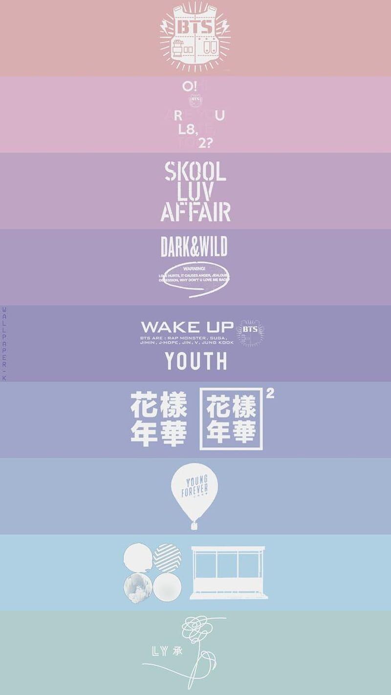 800x1420 Bts albums, love yourself her, school luv affair, wings, young forever, HD phone wallpaper