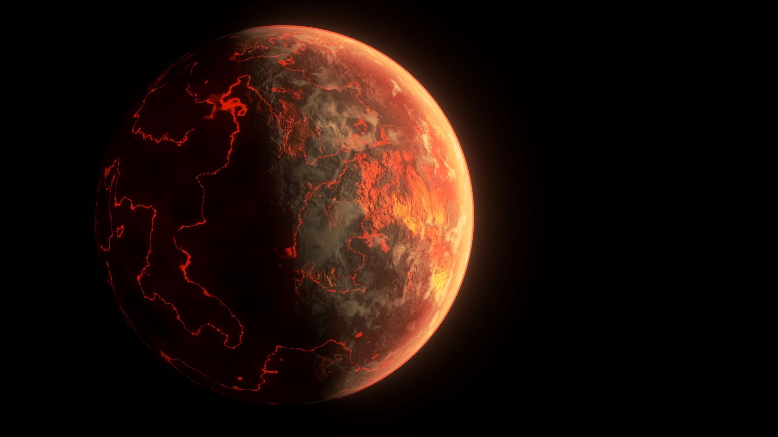 2560x1440 Download wallpaper 2560x1440 mars, planet, cranny, lava, black widescreen 16:9 HD background