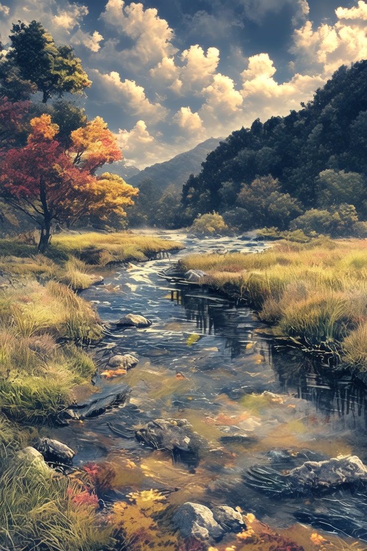 740x1110 Serene pastoral scenes artwork Image