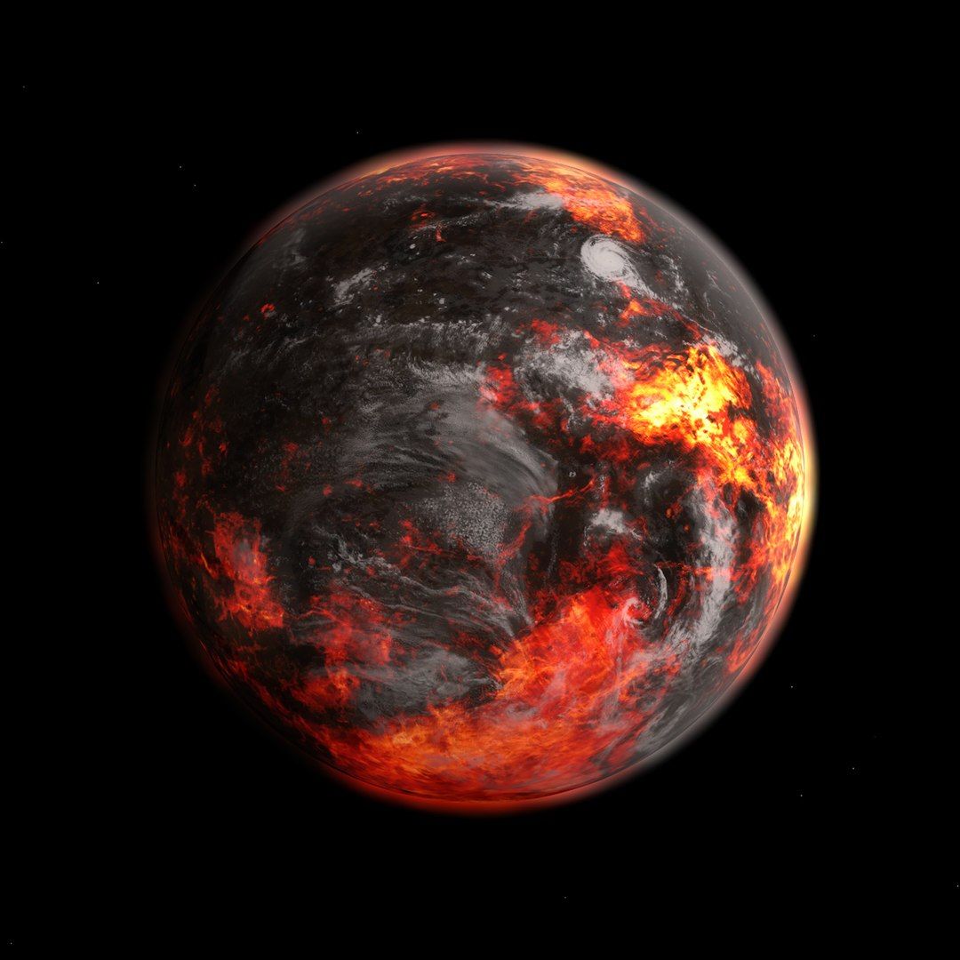 1080x1080 3D Fictional Alien Lava Planet Model