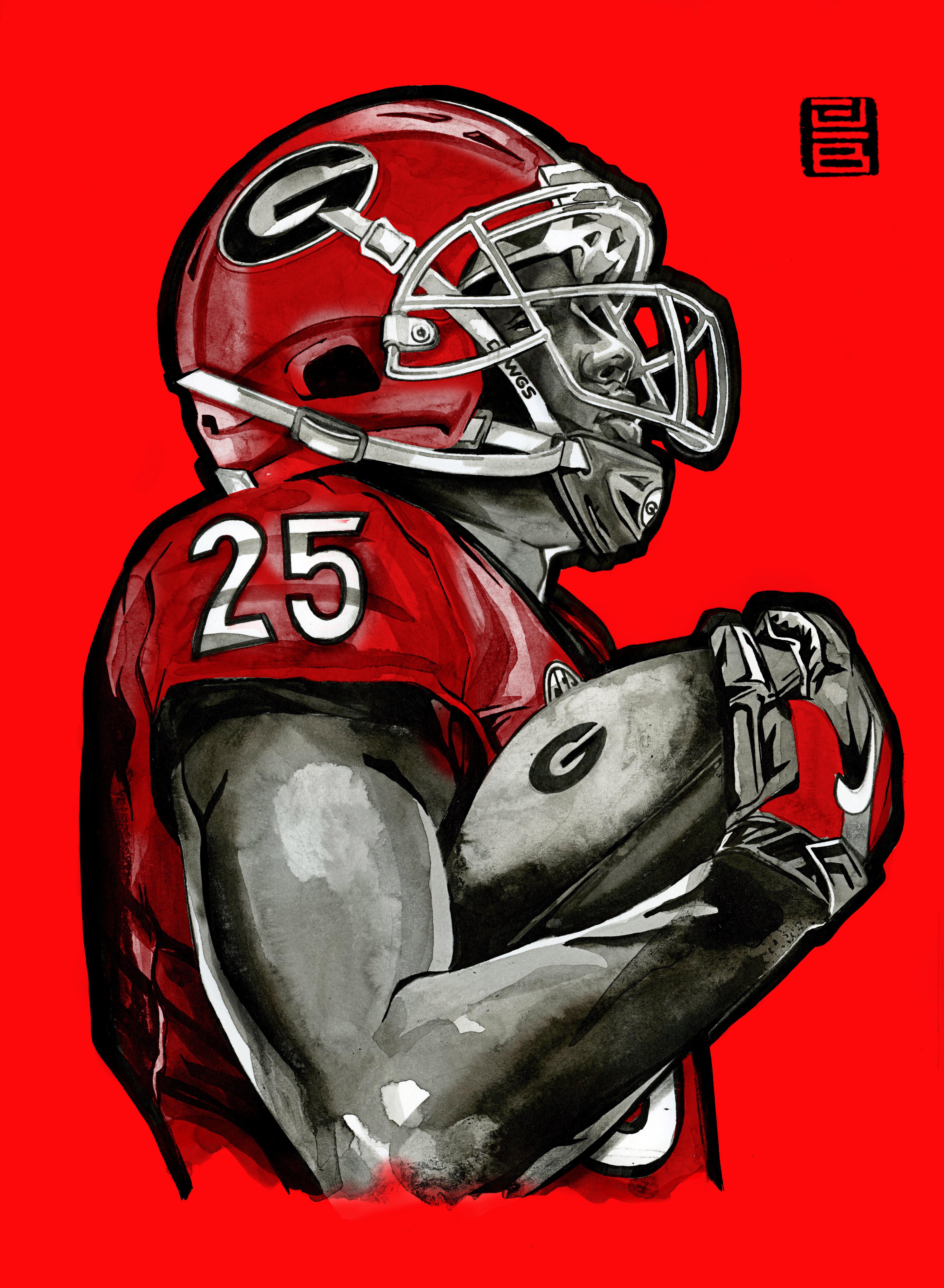 4398x6000 Georgia Bulldogs Football Illustration